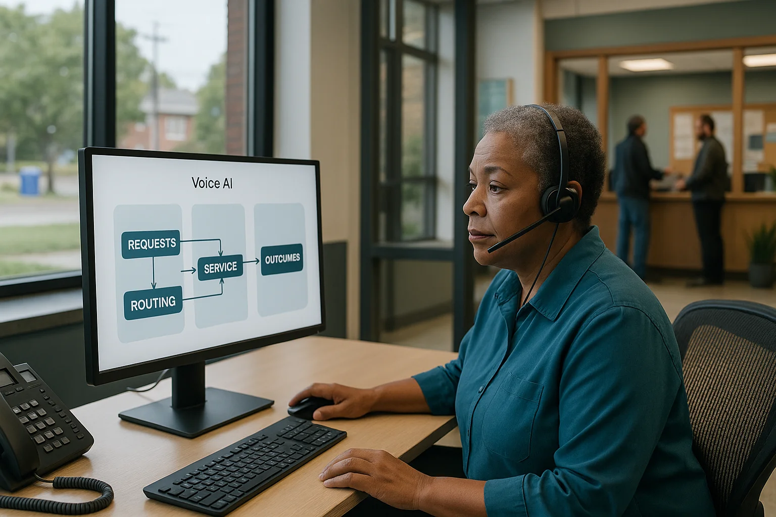 Municipal operations visual illustrating municipal 311 voice AI
