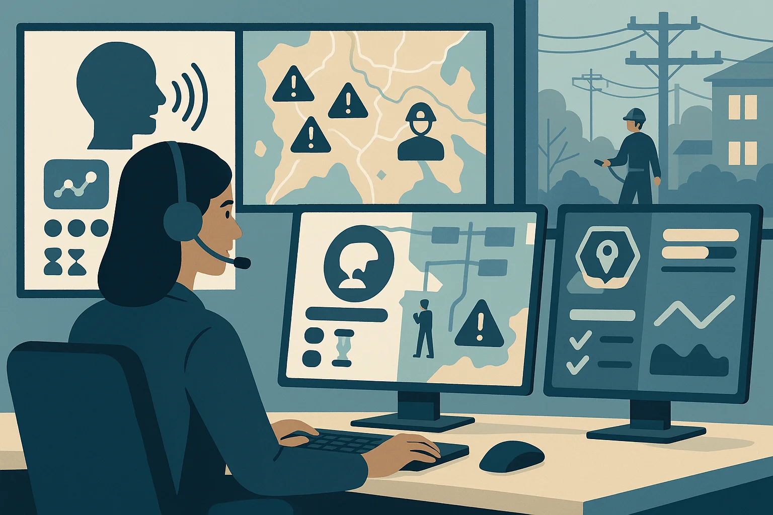 Utility operations dashboard illustrating Utility Voice AI Governance