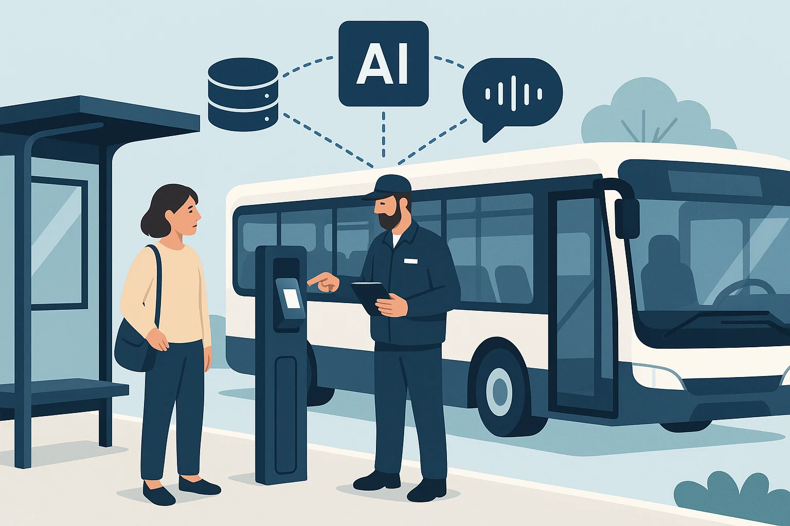Field service scene illustrating Transit Voice AI governance