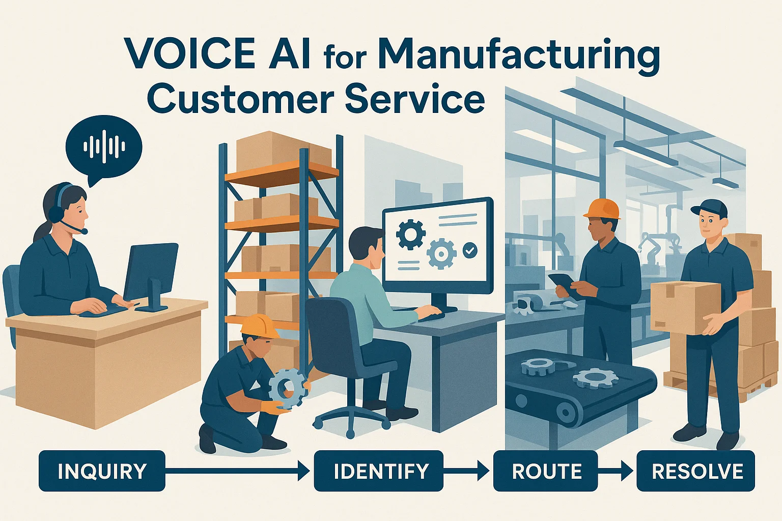 Parts request process illustrating Voice AI manufacturing customer service