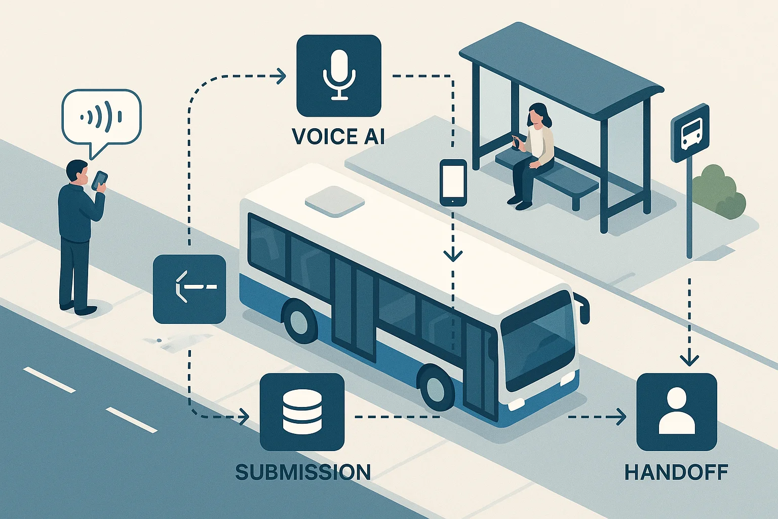 Workflow illustrating Transit Voice AI data fabric