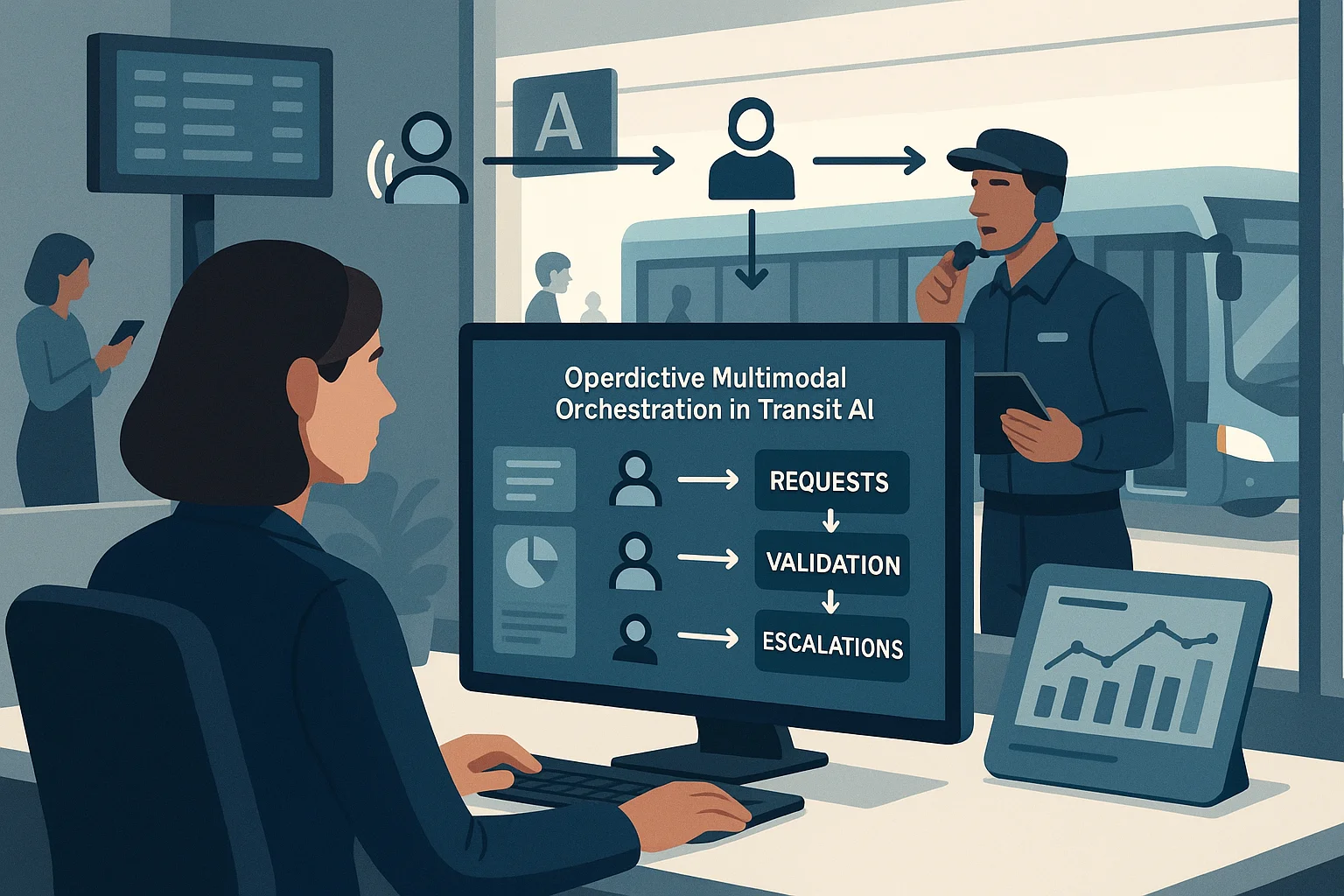 Operations dashboard illustrating predictive multimodal orchestration