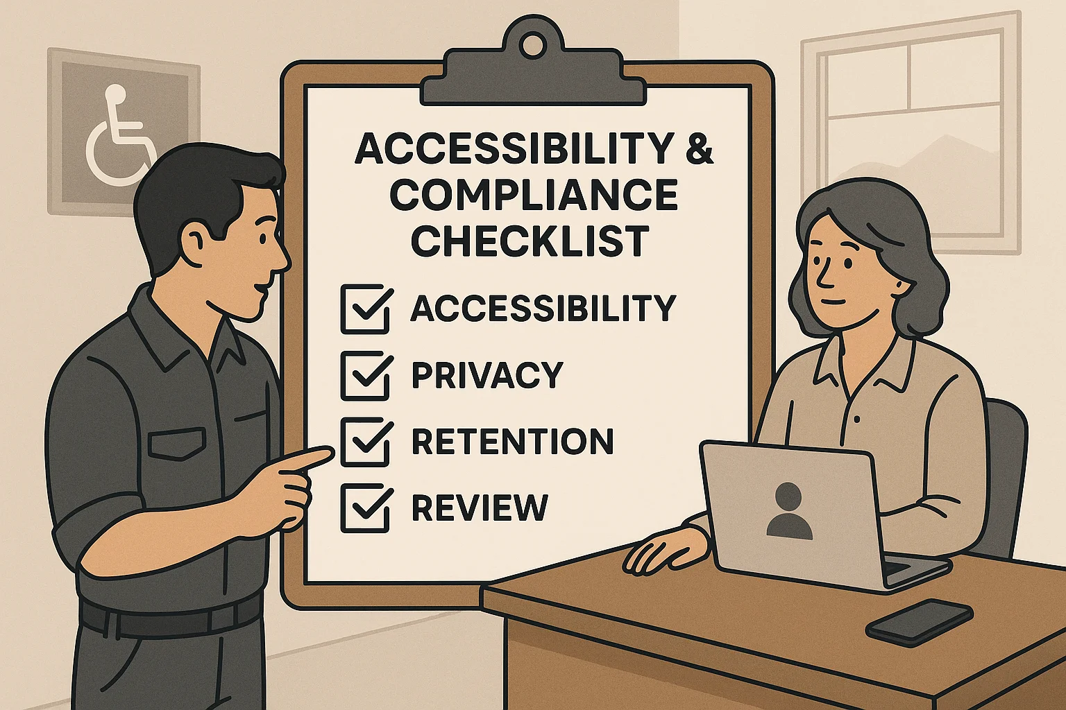 Compliance checklist illustrating AI receptionist Canada