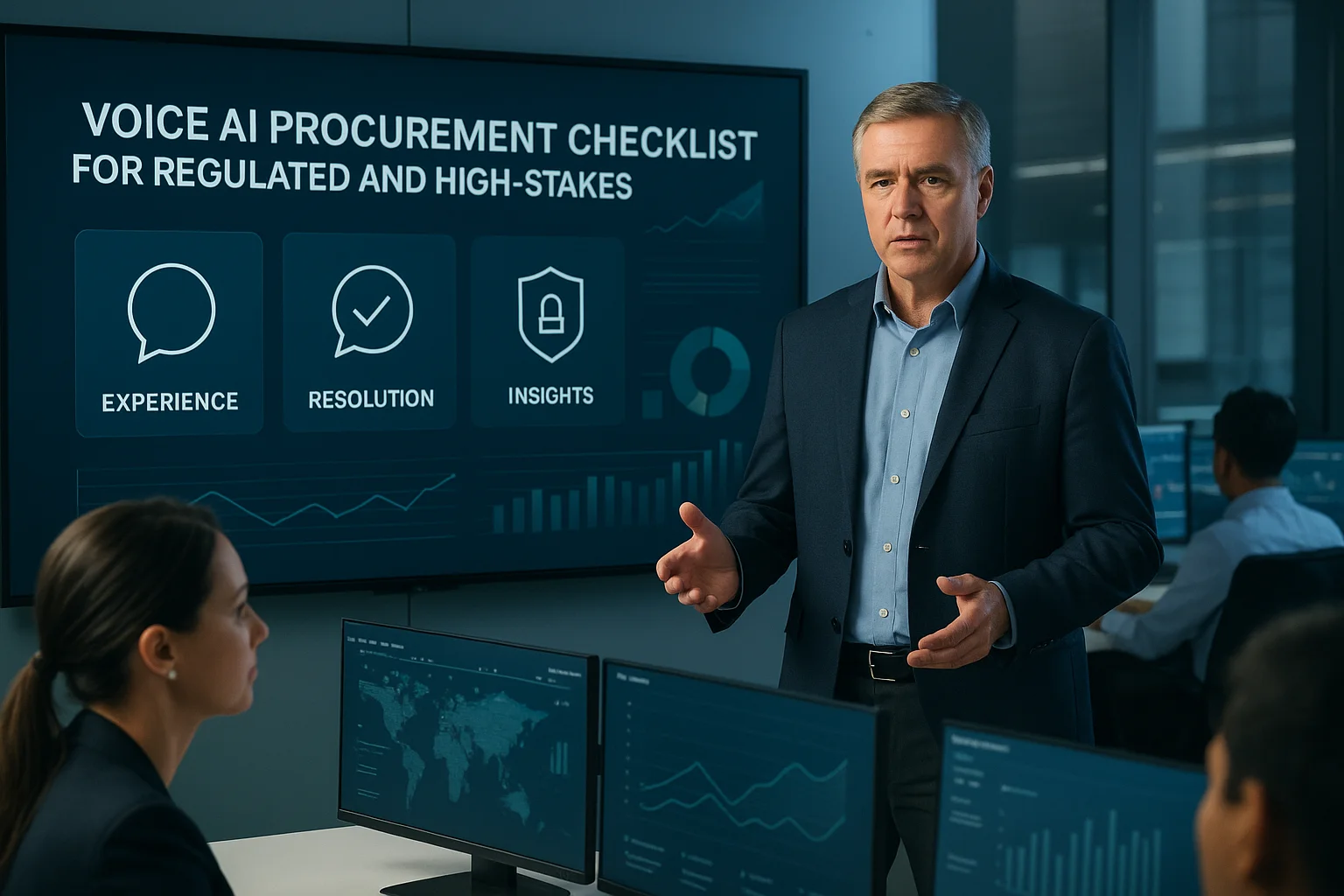 Executive outcomes visual illustrating Voice AI procurement checklist