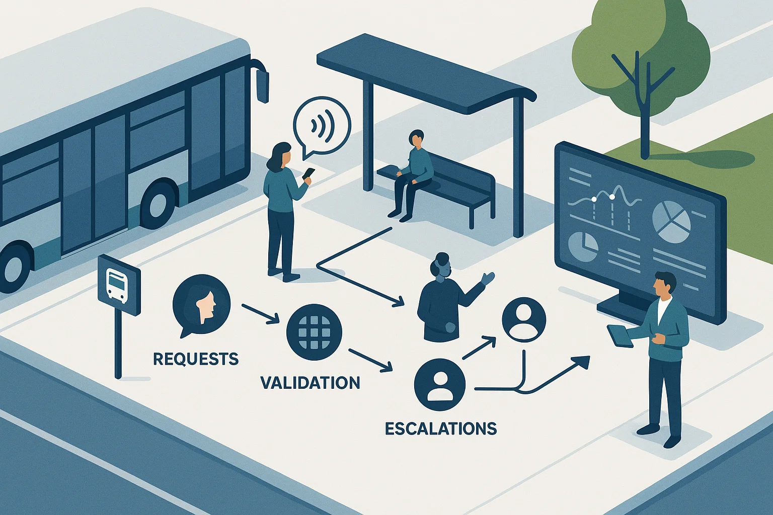 Operations dashboard illustrating Transit Voice AI data fabric