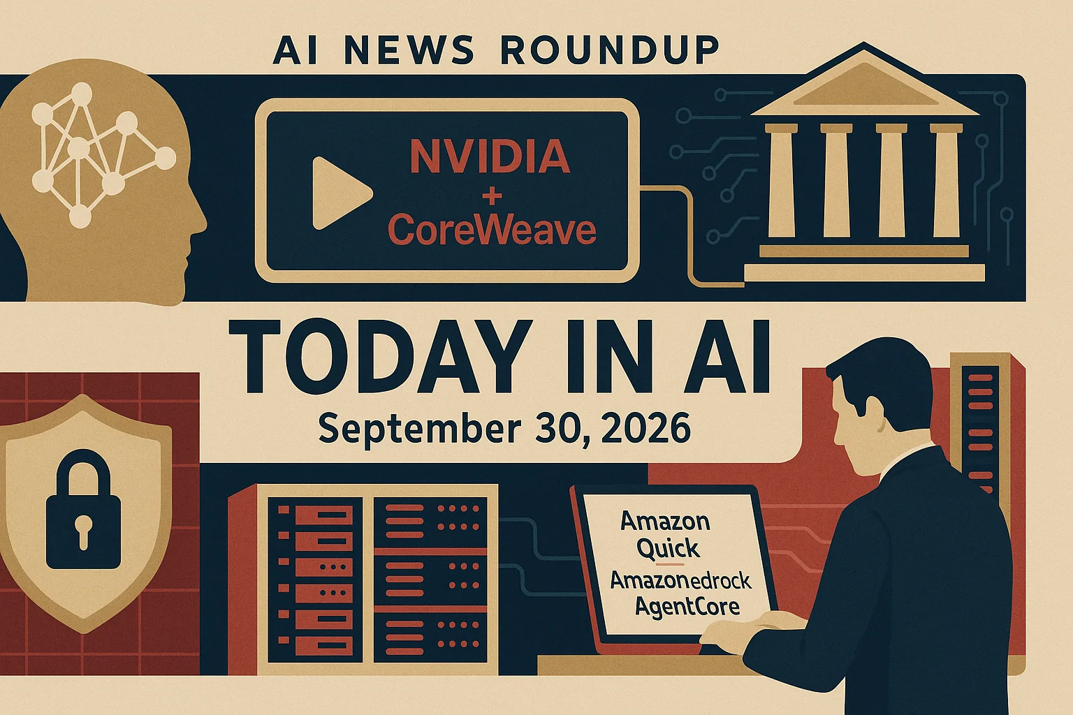 At-a-glance illustrated summary for AI News Roundup for September 30, 2026: Today’s Biggest AI, Policy and Market Updates dated September 30, 2026