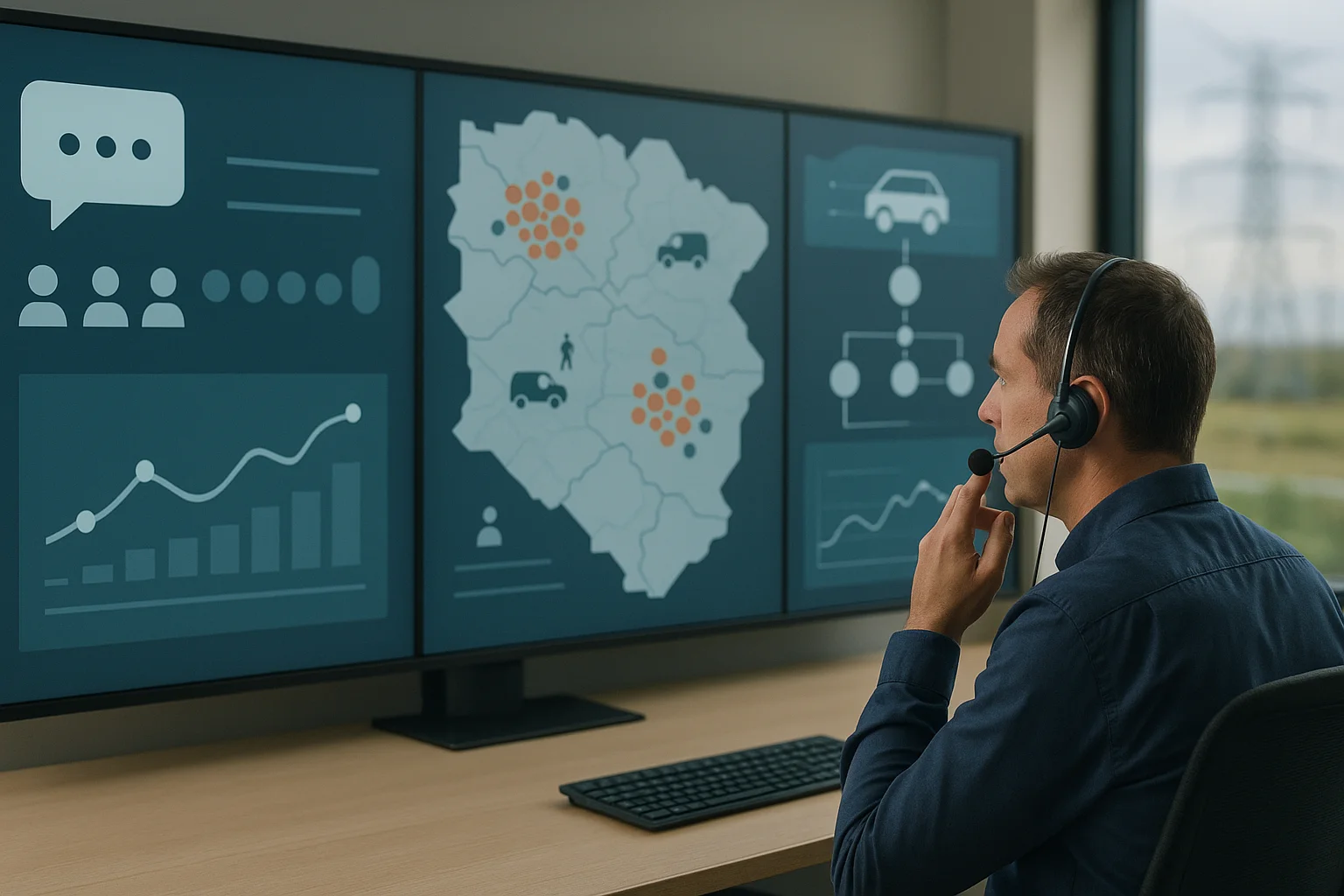 Utility operations dashboard illustrating Voice AI operating model utilities