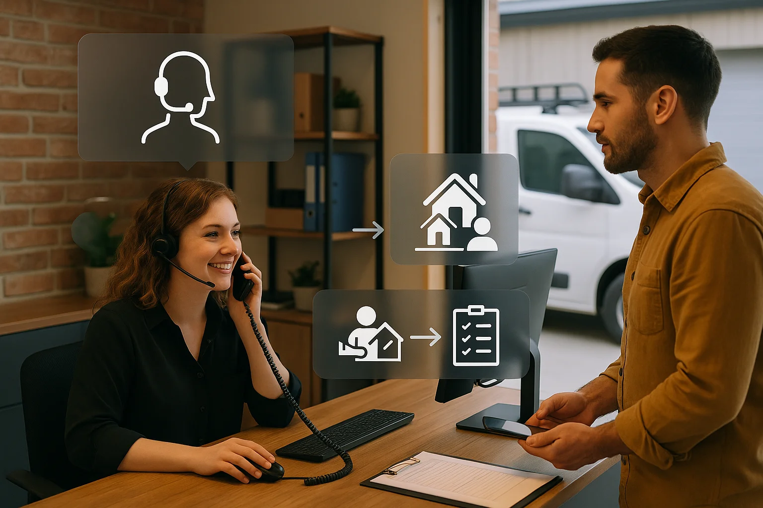 Use case fit matrix illustrating AI receptionists for roofers and contractors