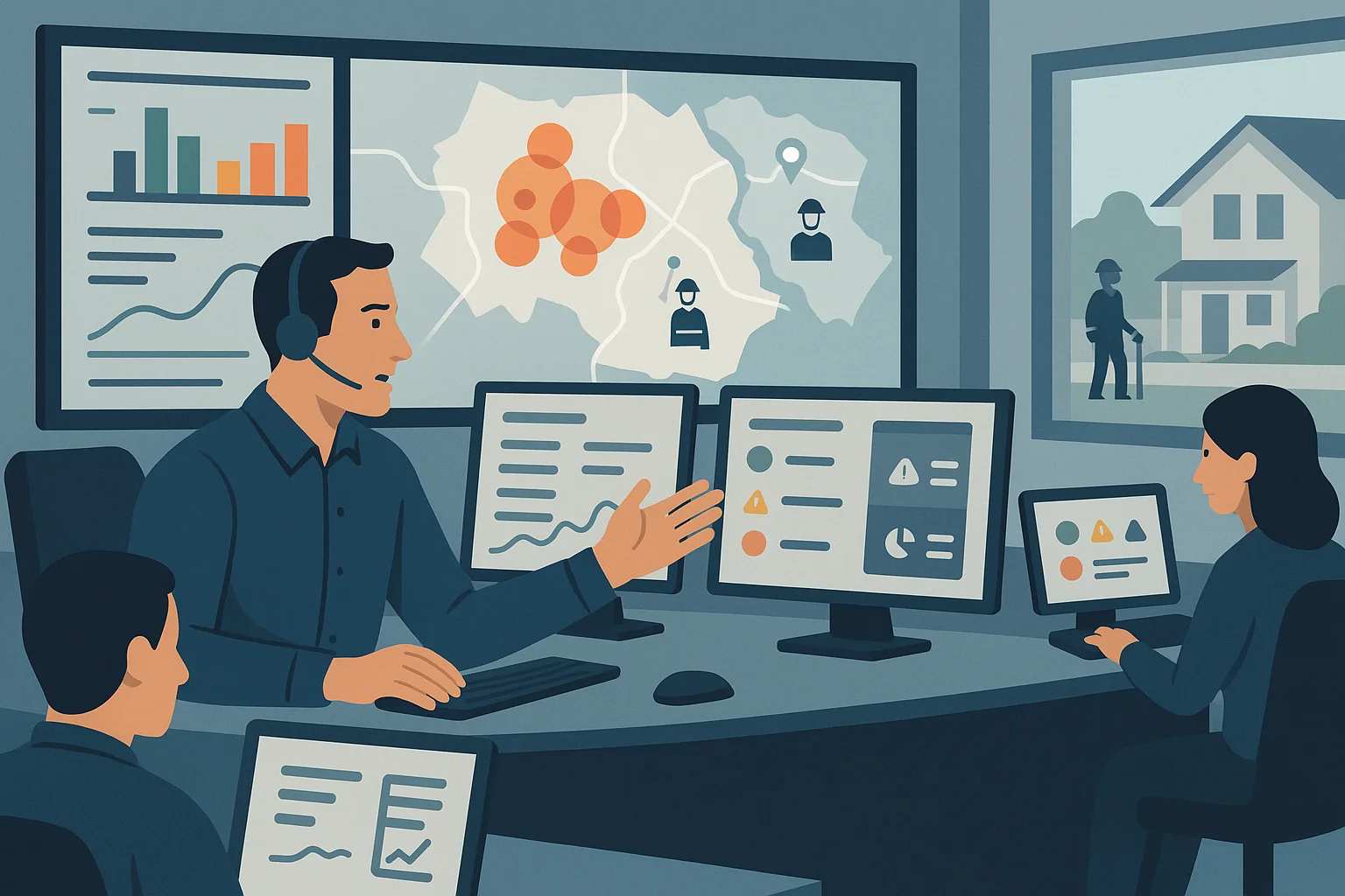 Utility operations dashboard illustrating Voice AI identity and access controls