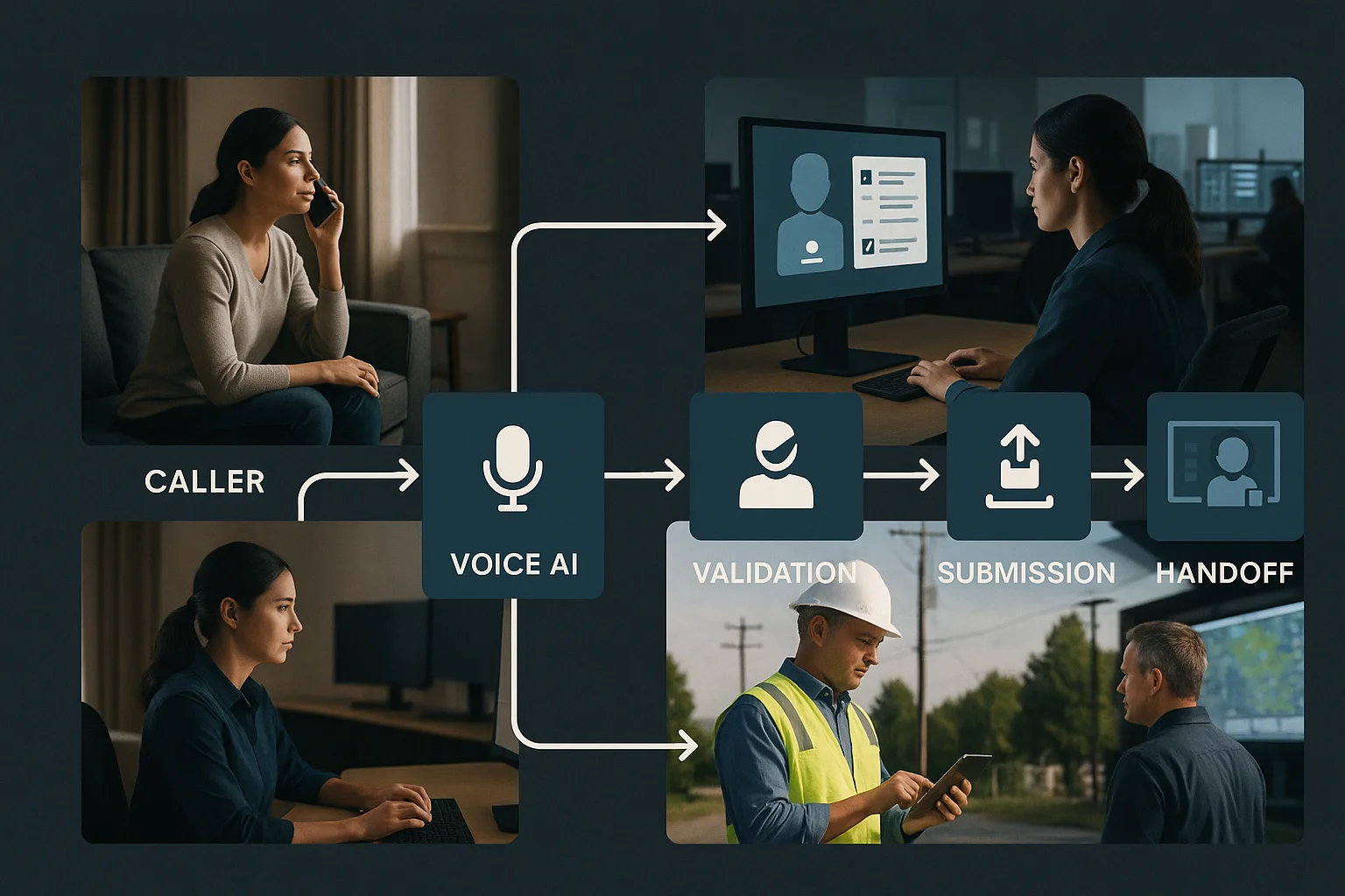 Workflow illustrating Voice AI for utility outage communications