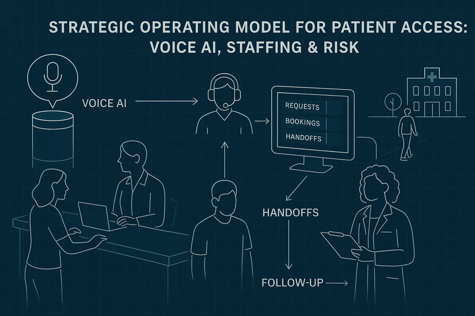 Healthcare outcomes dashboard illustrating Voice AI patient access operating model
