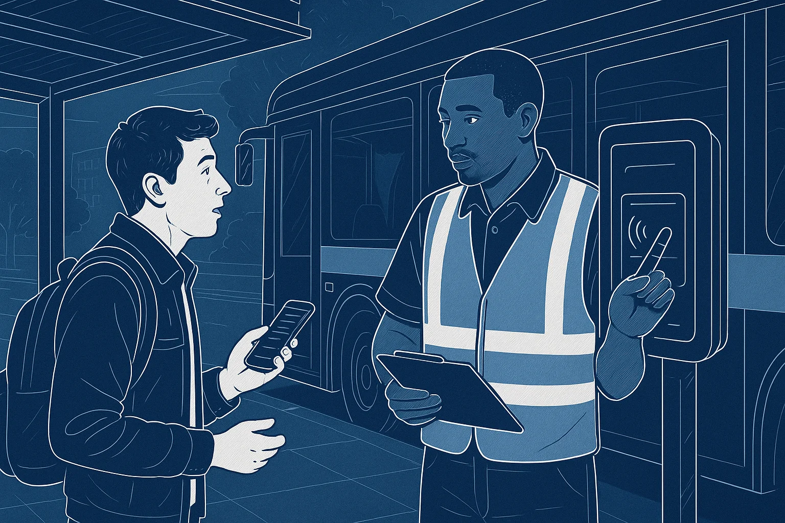 Field service scene illustrating Voice AI transit detours delays service requests