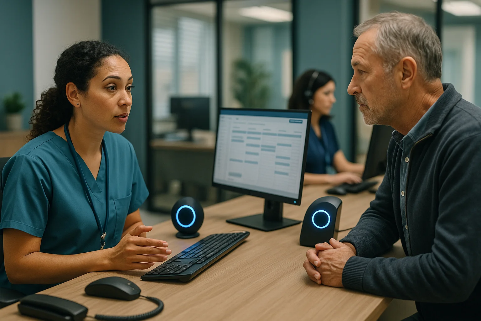 Clinic operations scene illustrating Healthcare Voice AI regulatory strategy