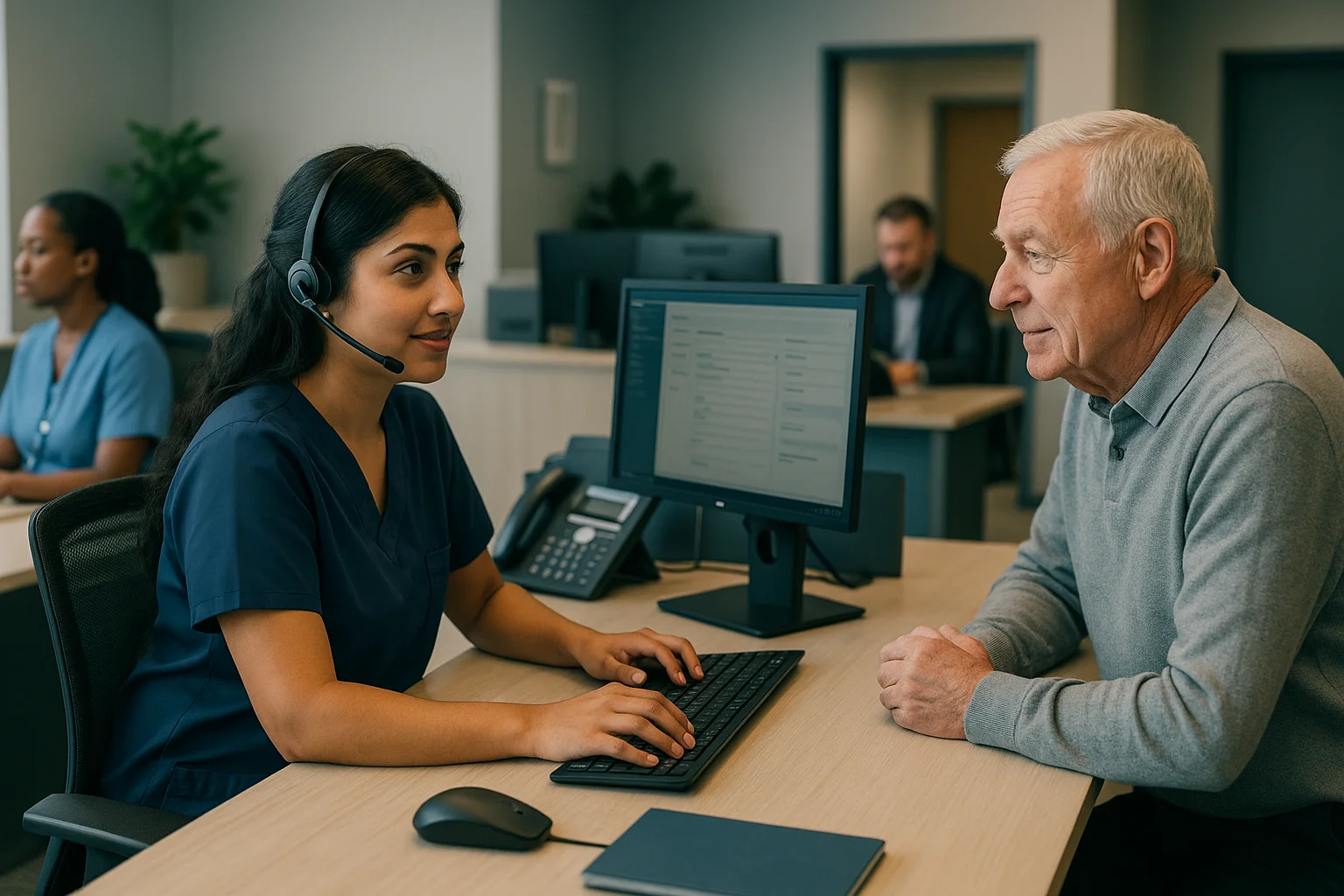 Clinic operations scene illustrating Healthcare Voice AI risk framework