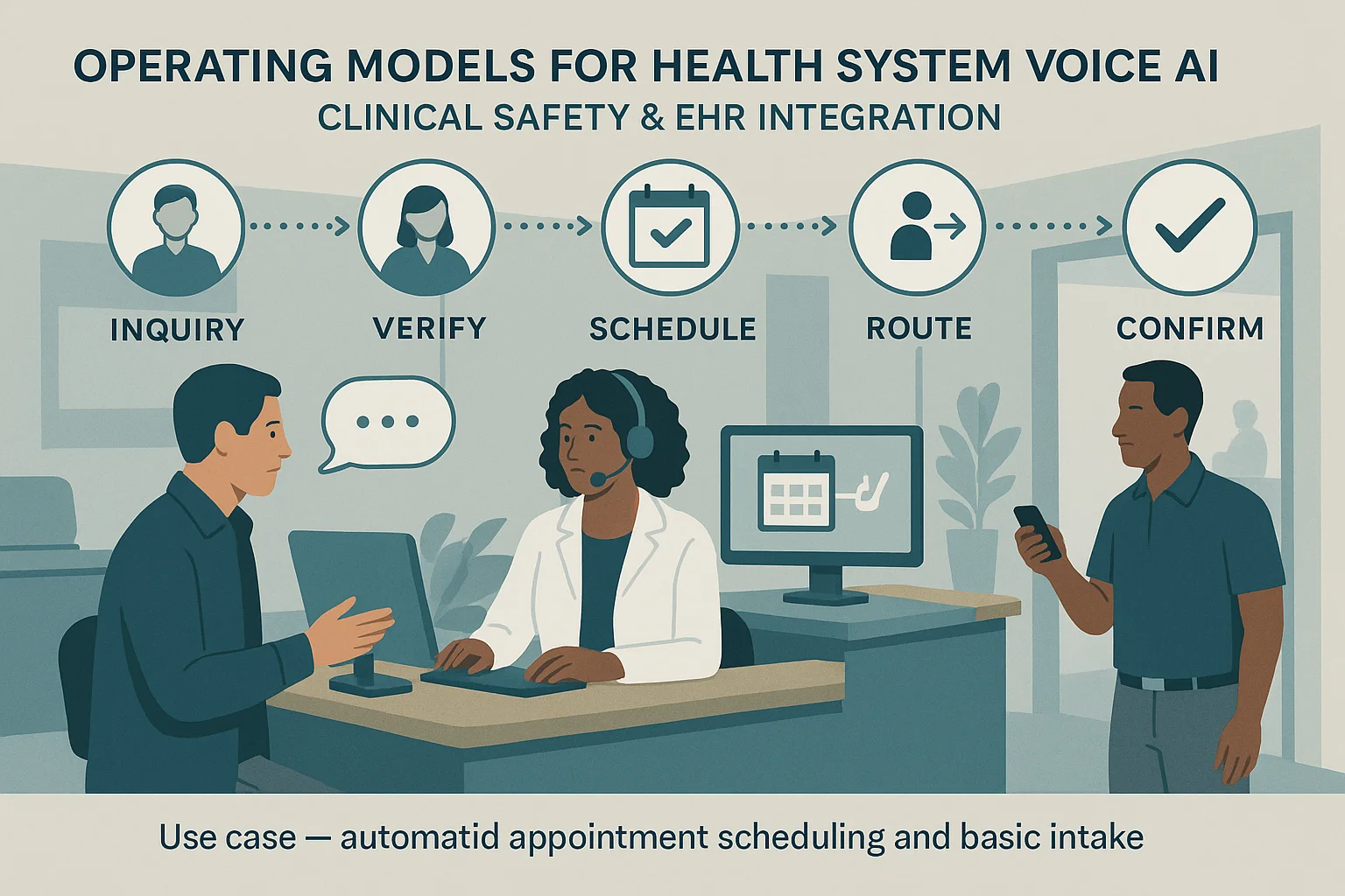 Patient service workflow illustrating Health system Voice AI operating model