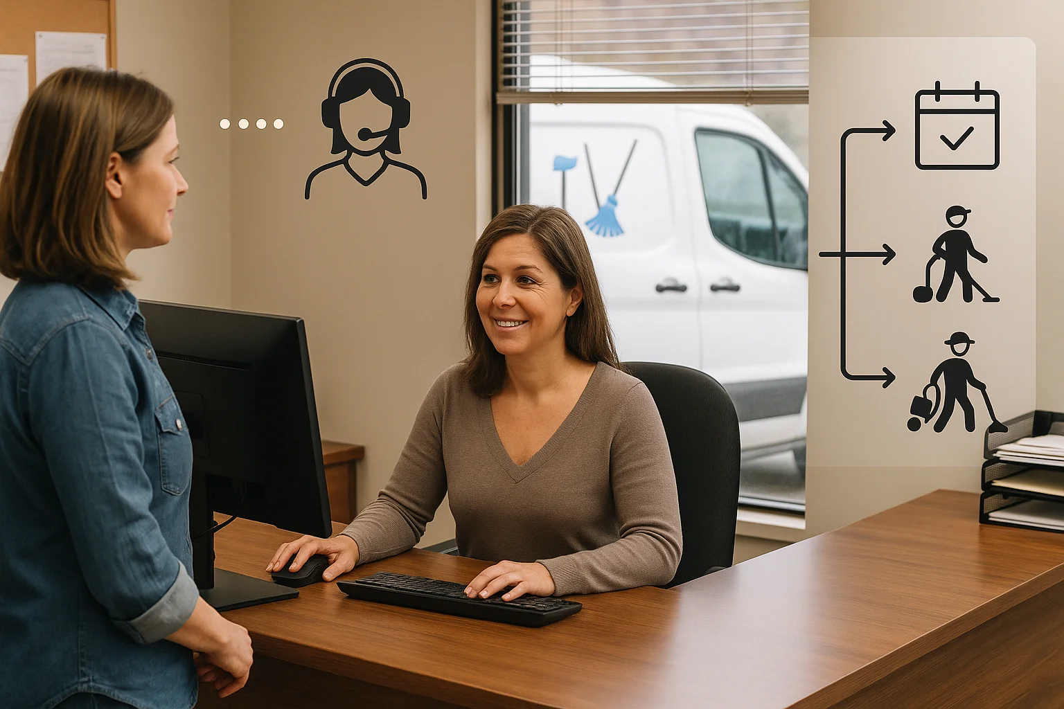 Use case fit matrix illustrating AI receptionist for cleaning companies