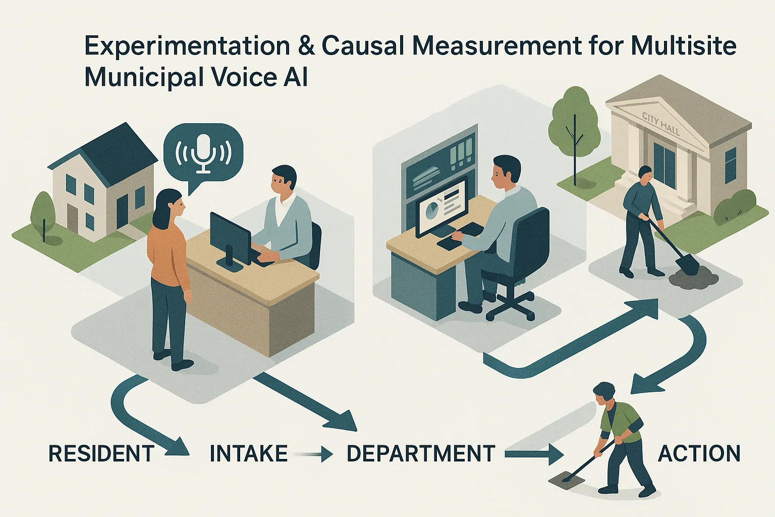 Municipal request workflow illustrating municipal voice AI measurement