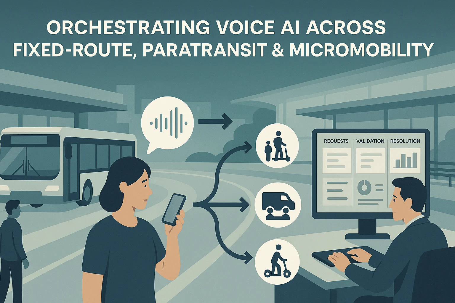 Operations dashboard illustrating Voice AI transit orchestration