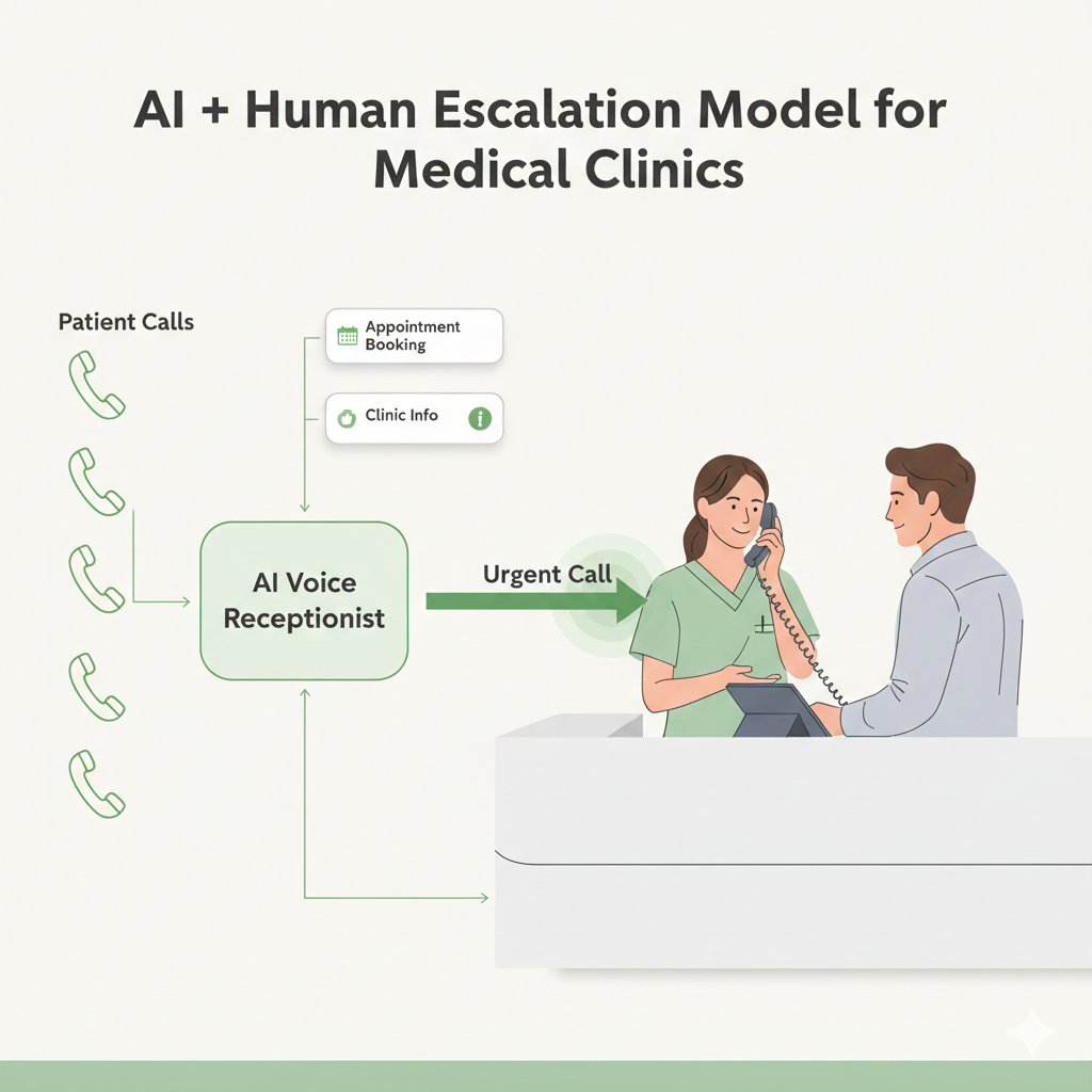 AI voice receptionist for a Canadian medical clinic with human escalation pathway, urgent call routing, and staff oversight controls
