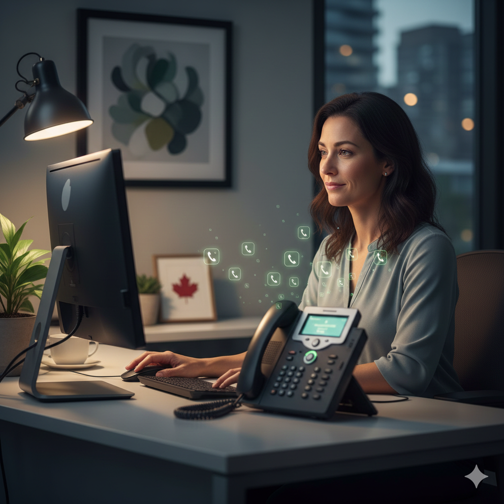 AI voice receptionist for home care services in Ontario answering calls 24/7 and routing family and caregiver inquiries with escalation support