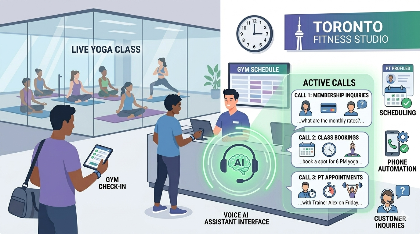 Voice AI assisting fitness studios and gyms with membership inquiries and class scheduling
