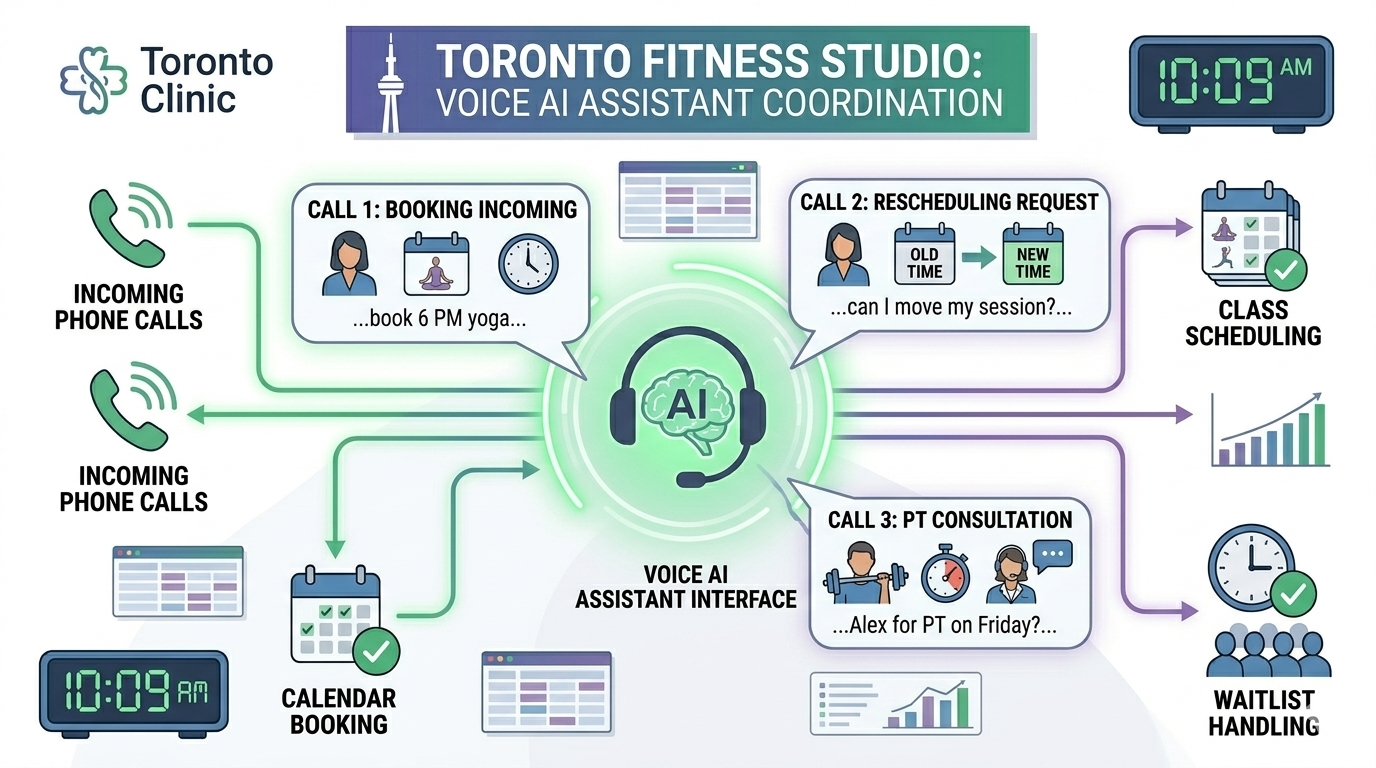 Voice AI fitness class scheduling automation for gyms and yoga studios