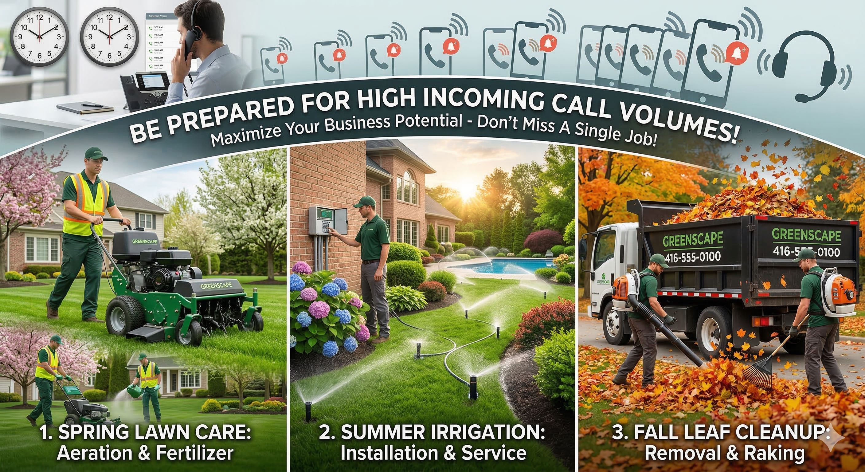 Voice AI handling high call volume for landscaping company during spring and fall peak demand seasons