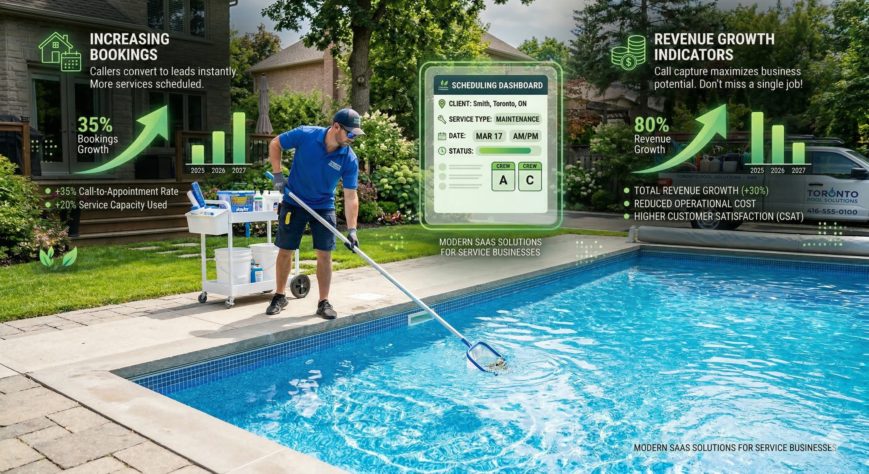 pool service business increasing bookings and revenue through voice AI answering and scheduling system