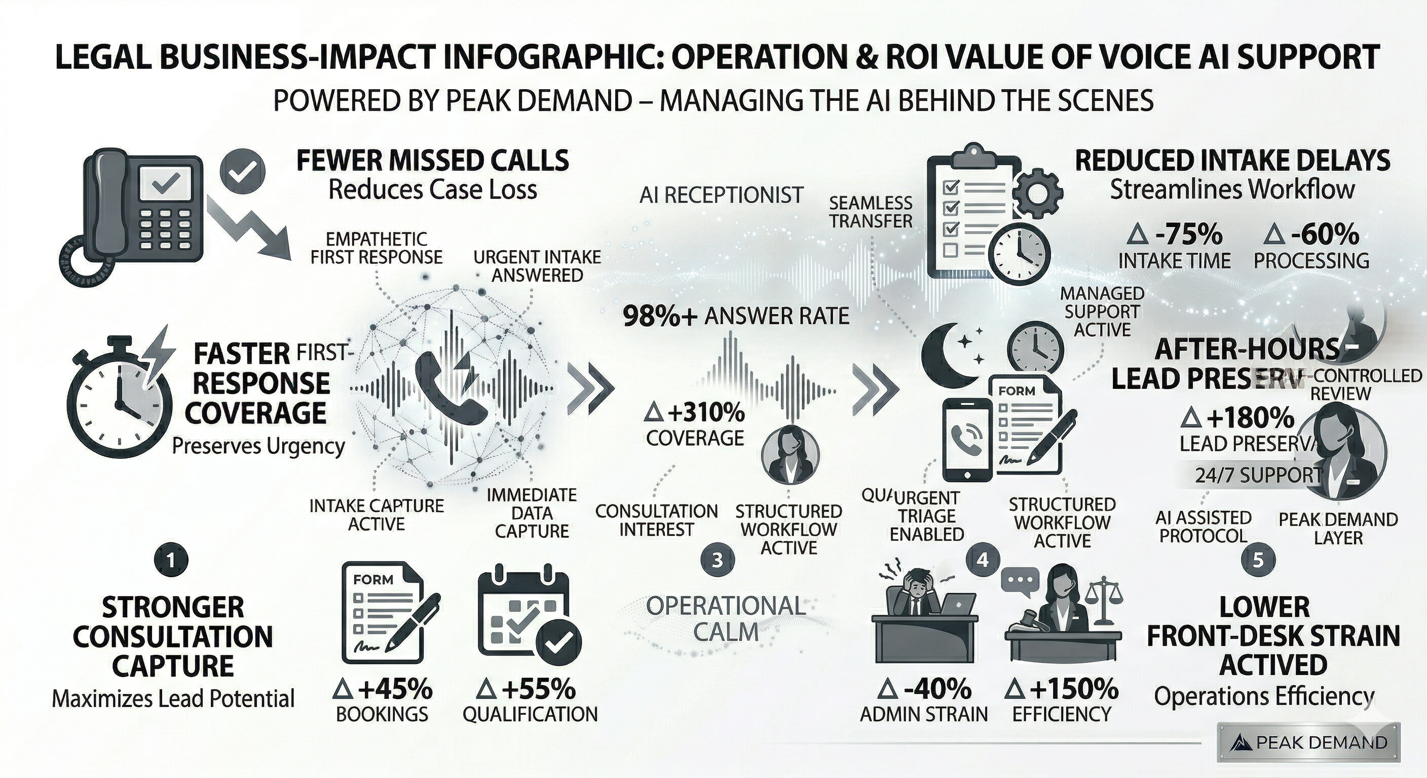 Voice AI business impact for personal injury law firms showing stronger call coverage intake continuity and consultation preservation