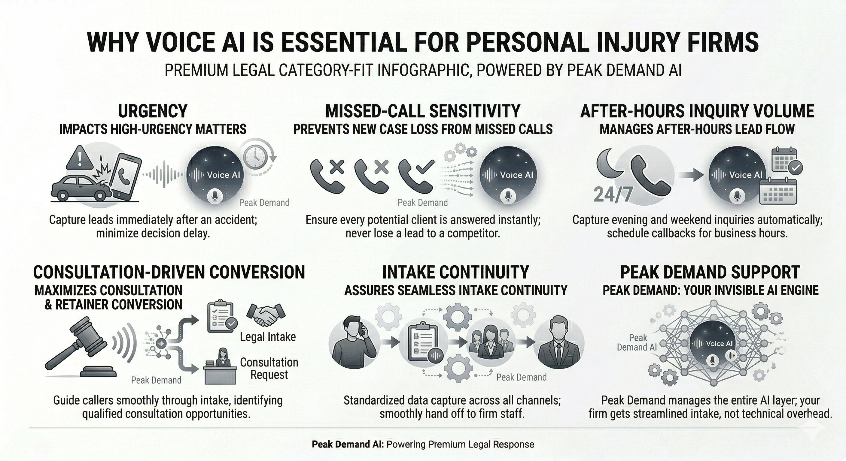 Voice AI fit for personal injury law firms showing urgent intake demand and stronger first-response support
