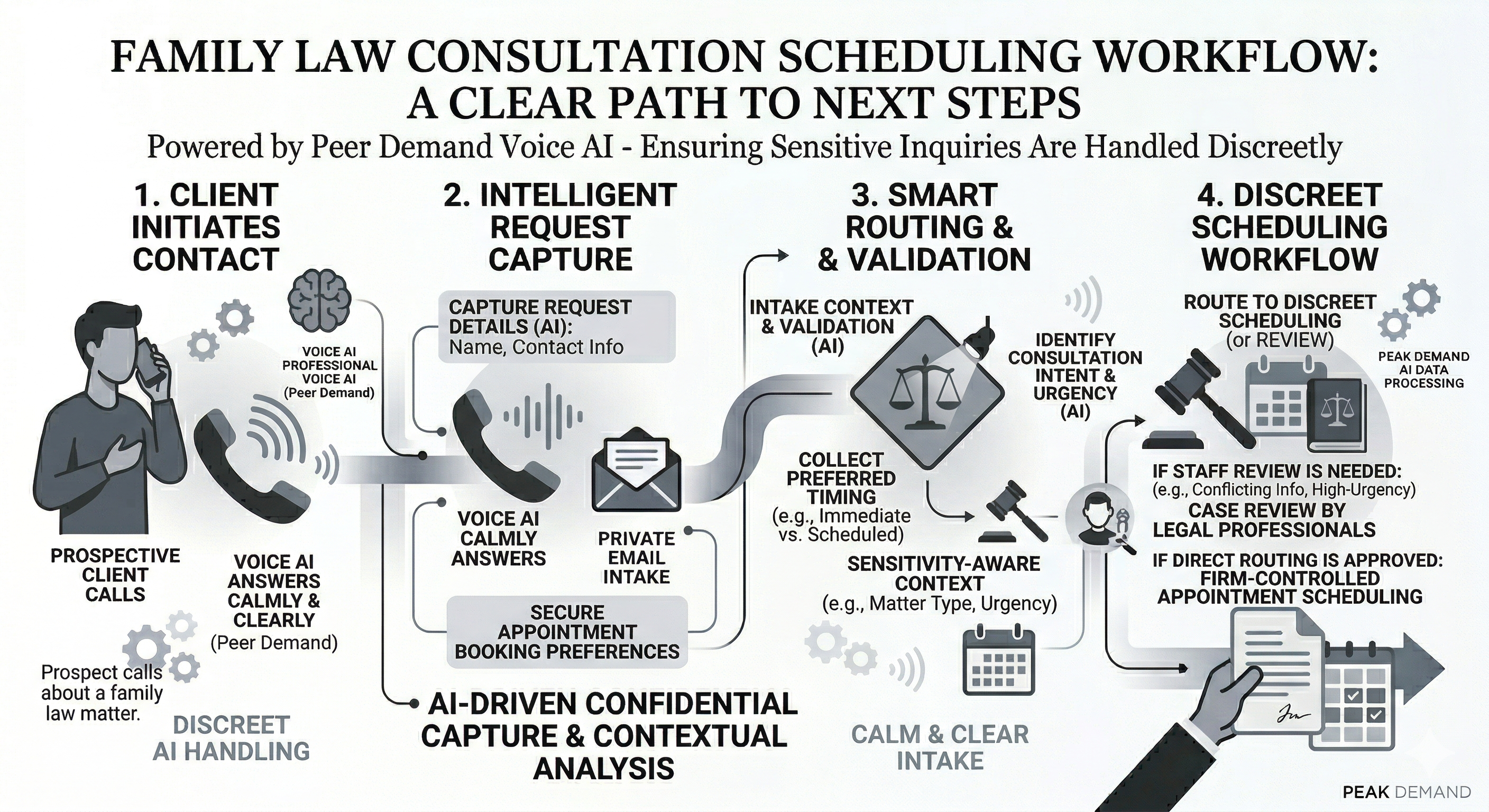 Voice AI consultation scheduling support for family law firms preserving sensitive inquiry momentum and staff follow-up