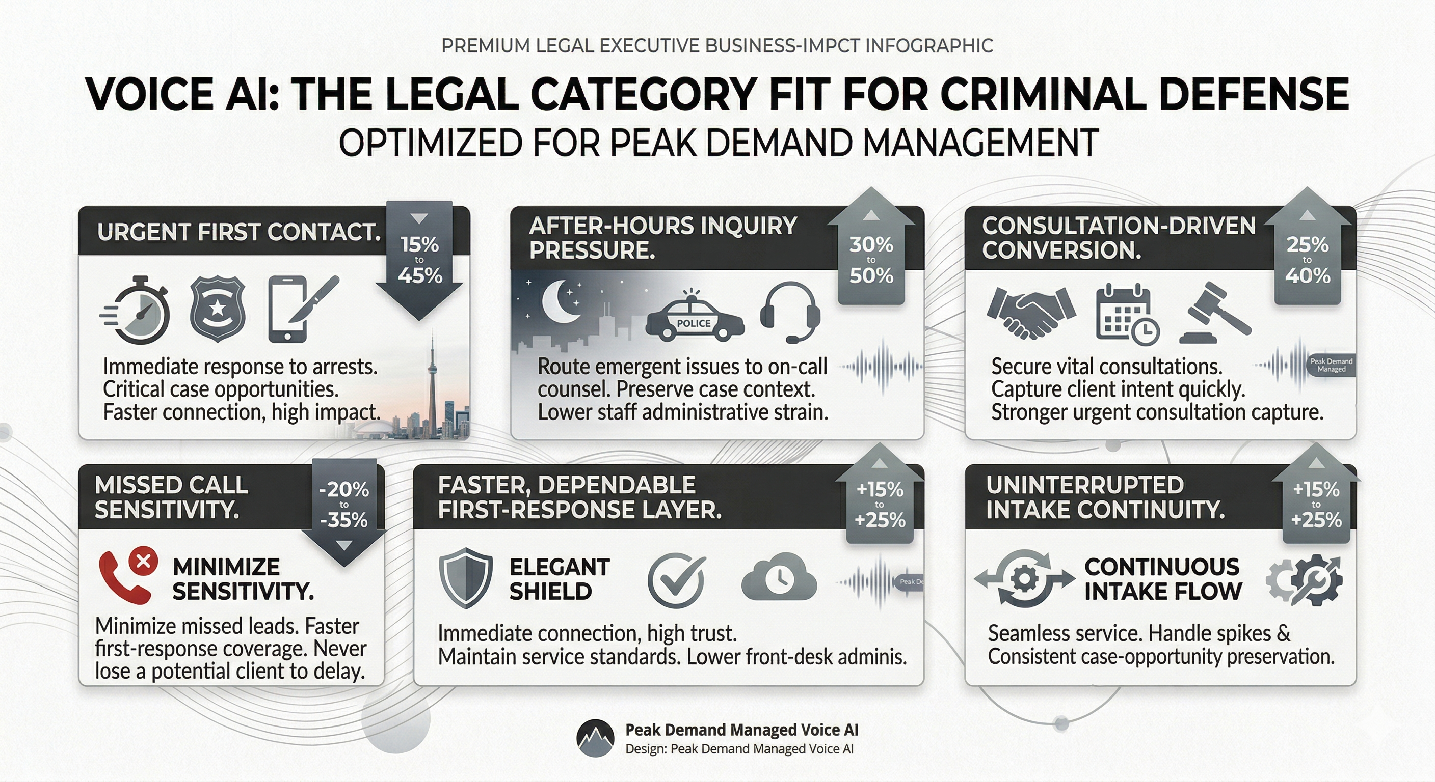 Voice AI fit for criminal defense lawyers showing urgent intake demand and stronger first-response support