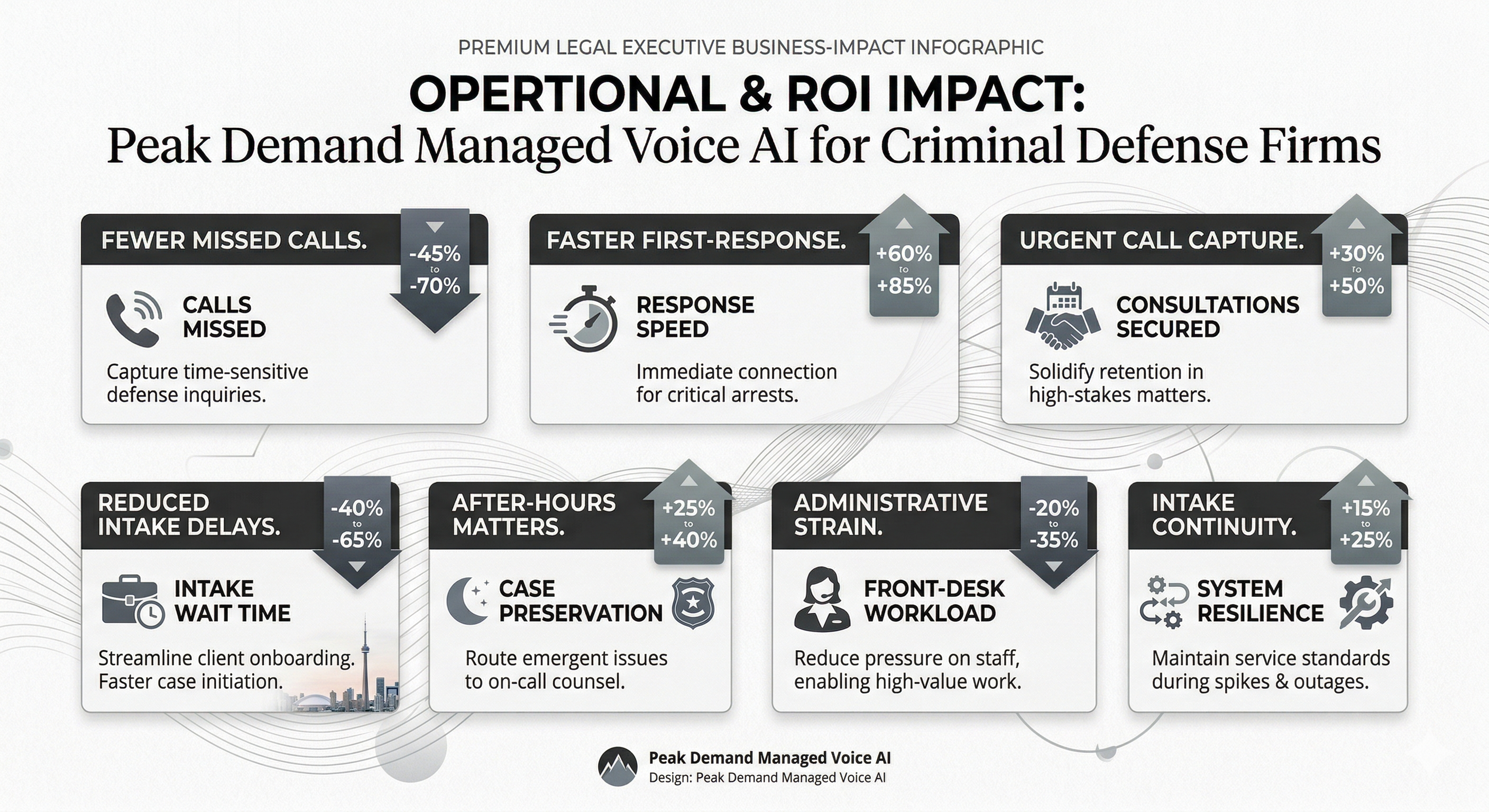 Voice AI business impact for criminal defense lawyers showing stronger urgent intake continuity and consultation preservation