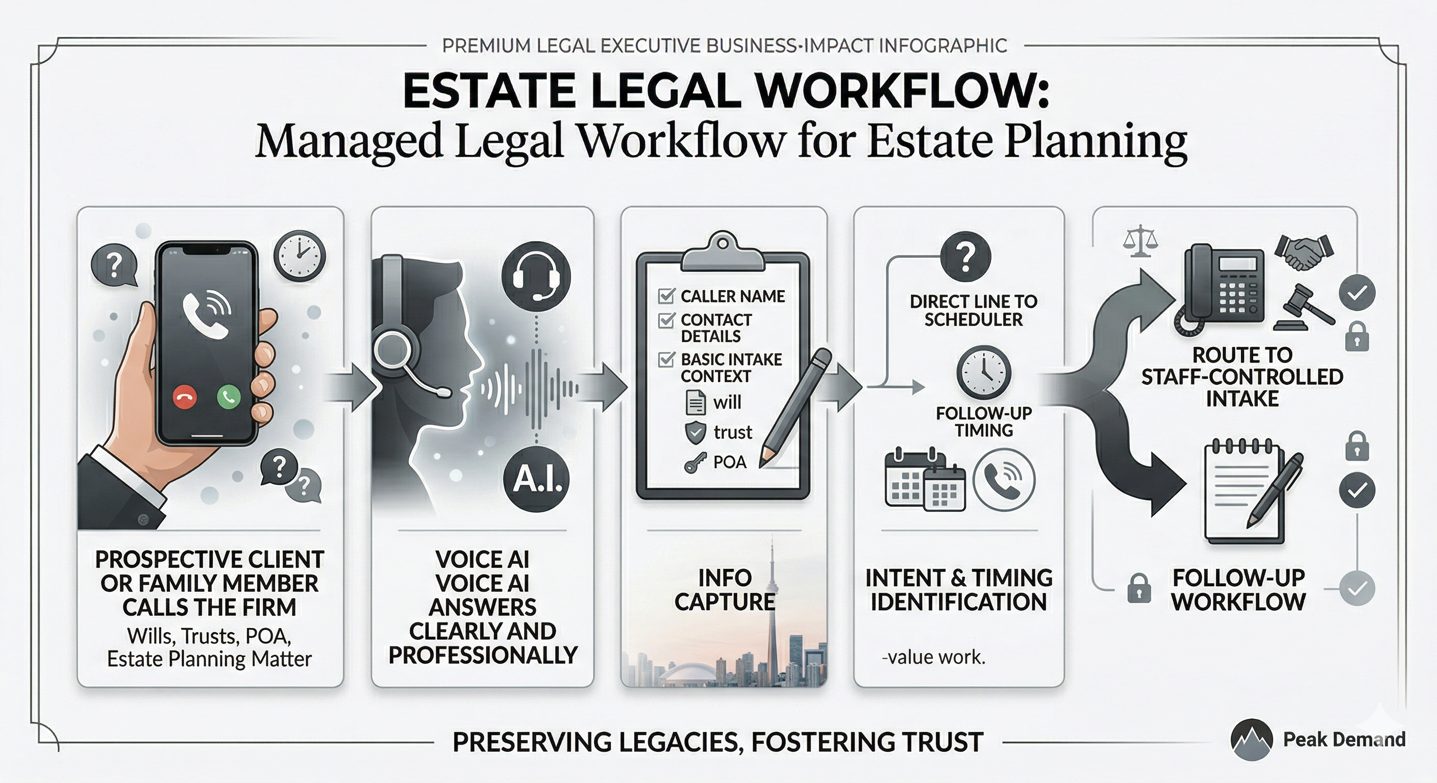 Voice AI receptionist support for estate planning law firms handling consultation inquiries and intake capture