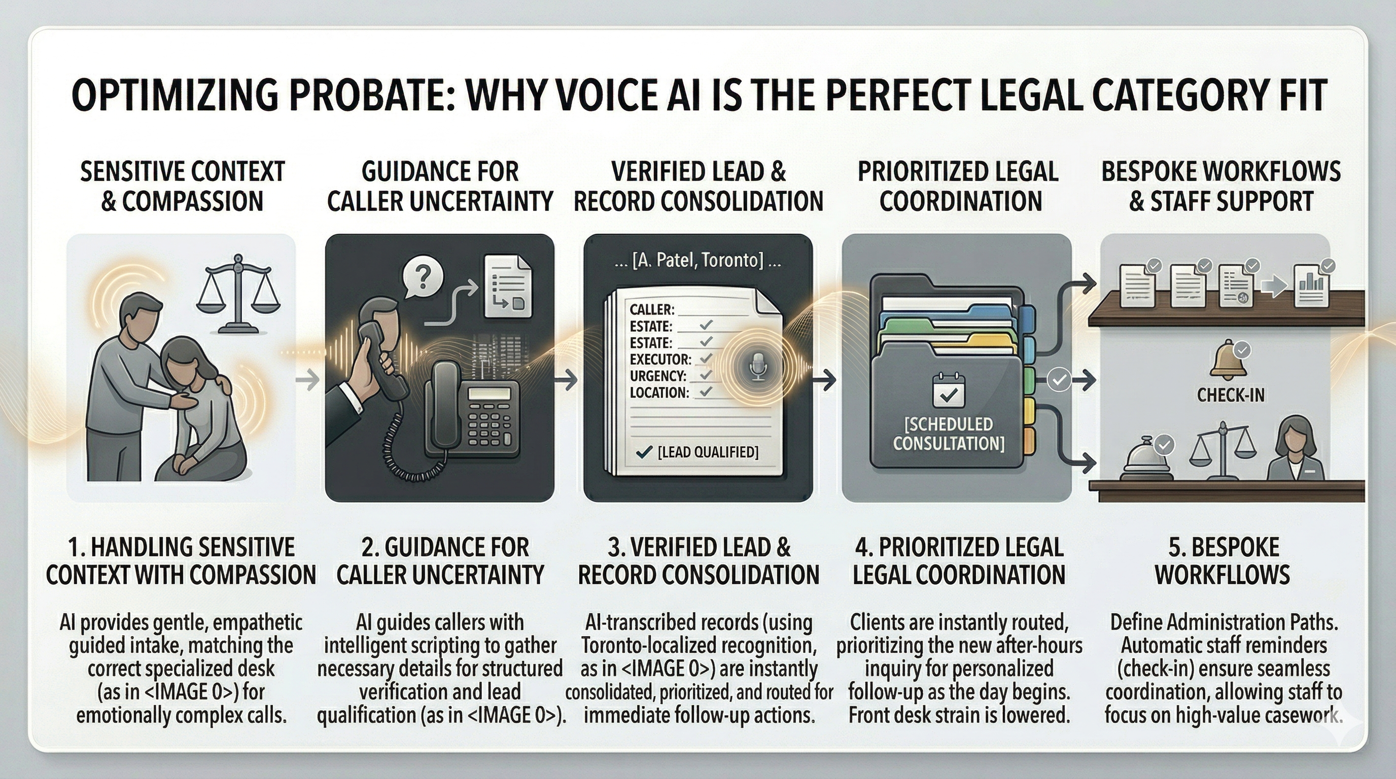 Why probate law is a strong fit for Voice AI shown as a premium legal category graphic