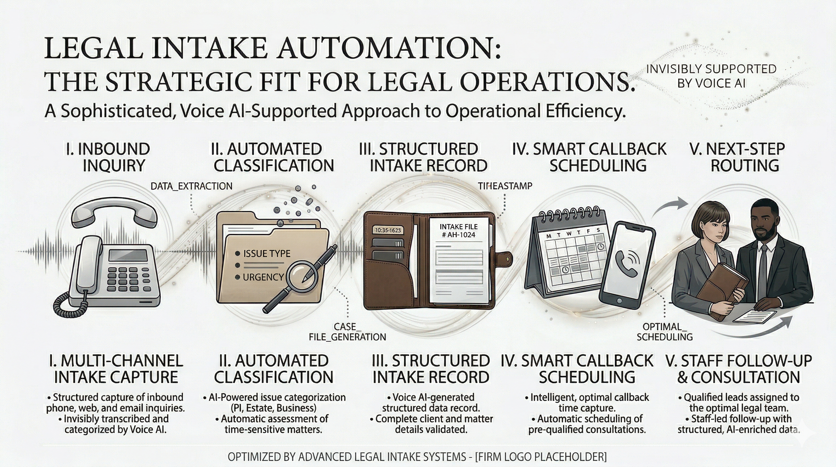 Why legal intake automation is a strong fit for law firms shown as a premium legal category graphic