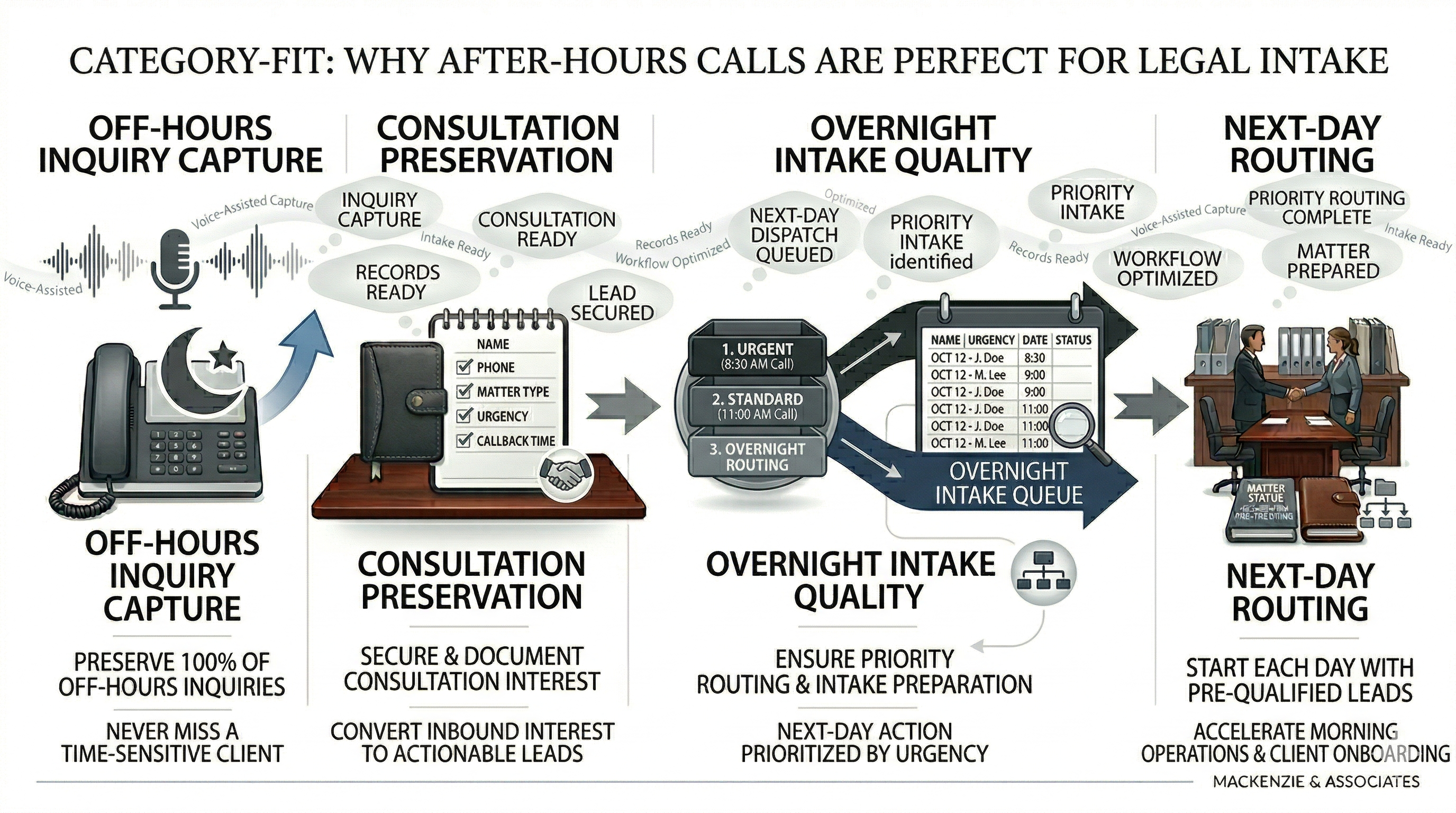 Why after-hours legal call answering is a strong fit for law firms shown as a premium legal category graphic
