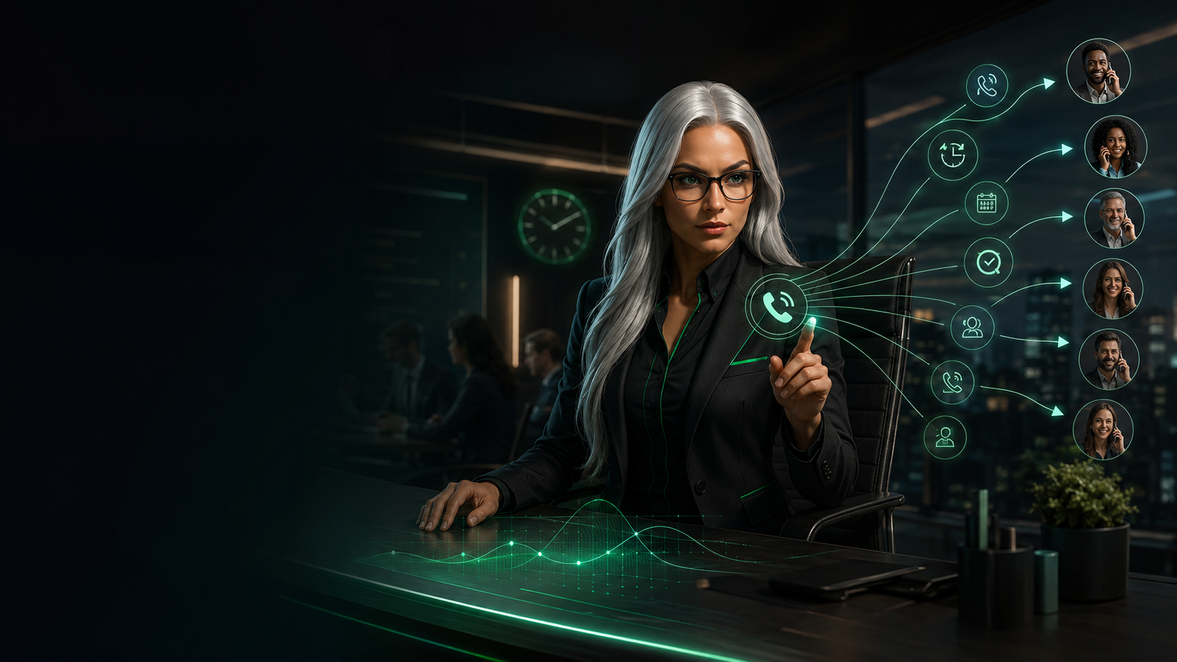 Sasha representing Peak Demand managed outbound Voice AI services for follow-up calls, reminders, callbacks, reactivation, recovery, CRM updates, reporting, and QA