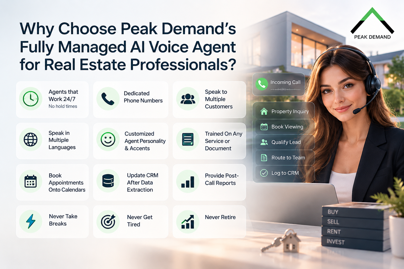 Peak Demand fully managed AI Voice Agent capabilities for real estate professionals