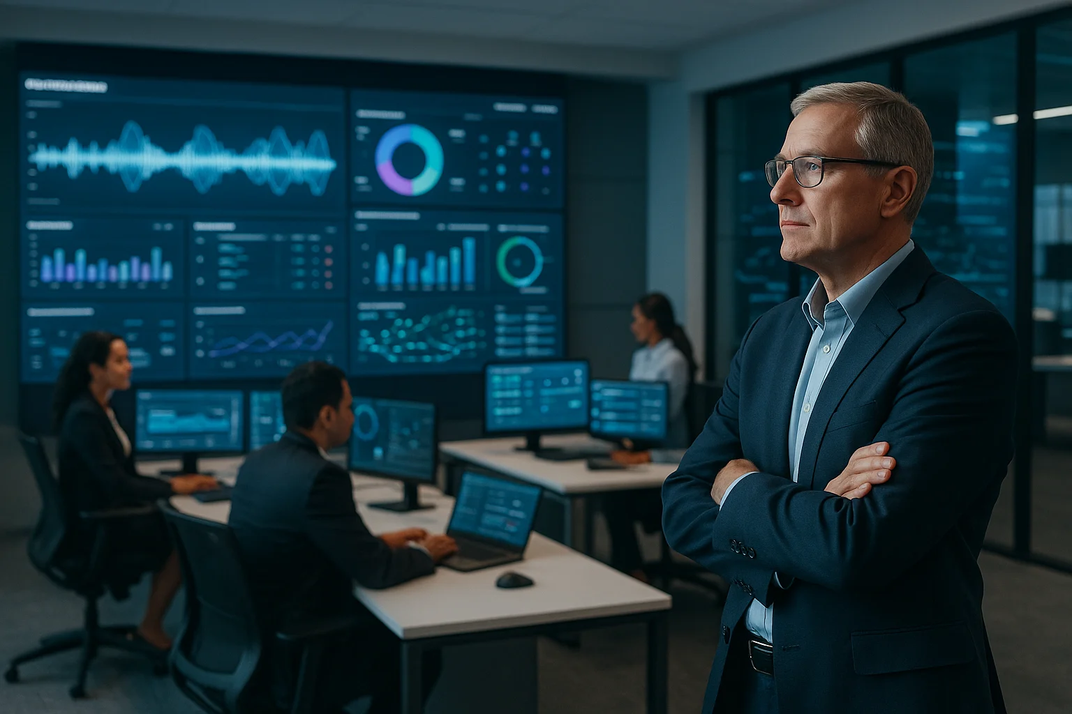 Executive operations visual illustrating Predictive Voice AI