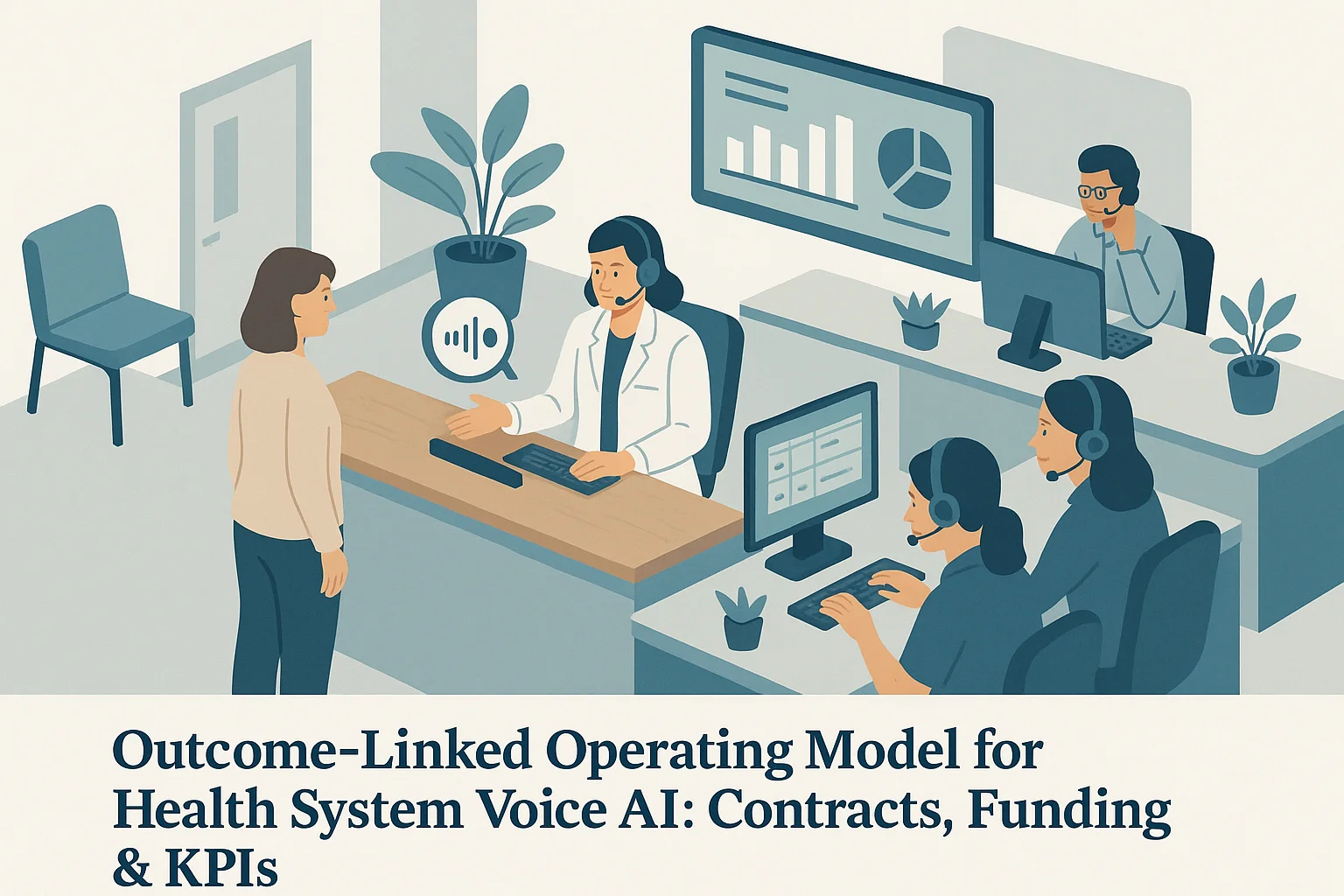 Clinic operations scene illustrating health system Voice AI operating model