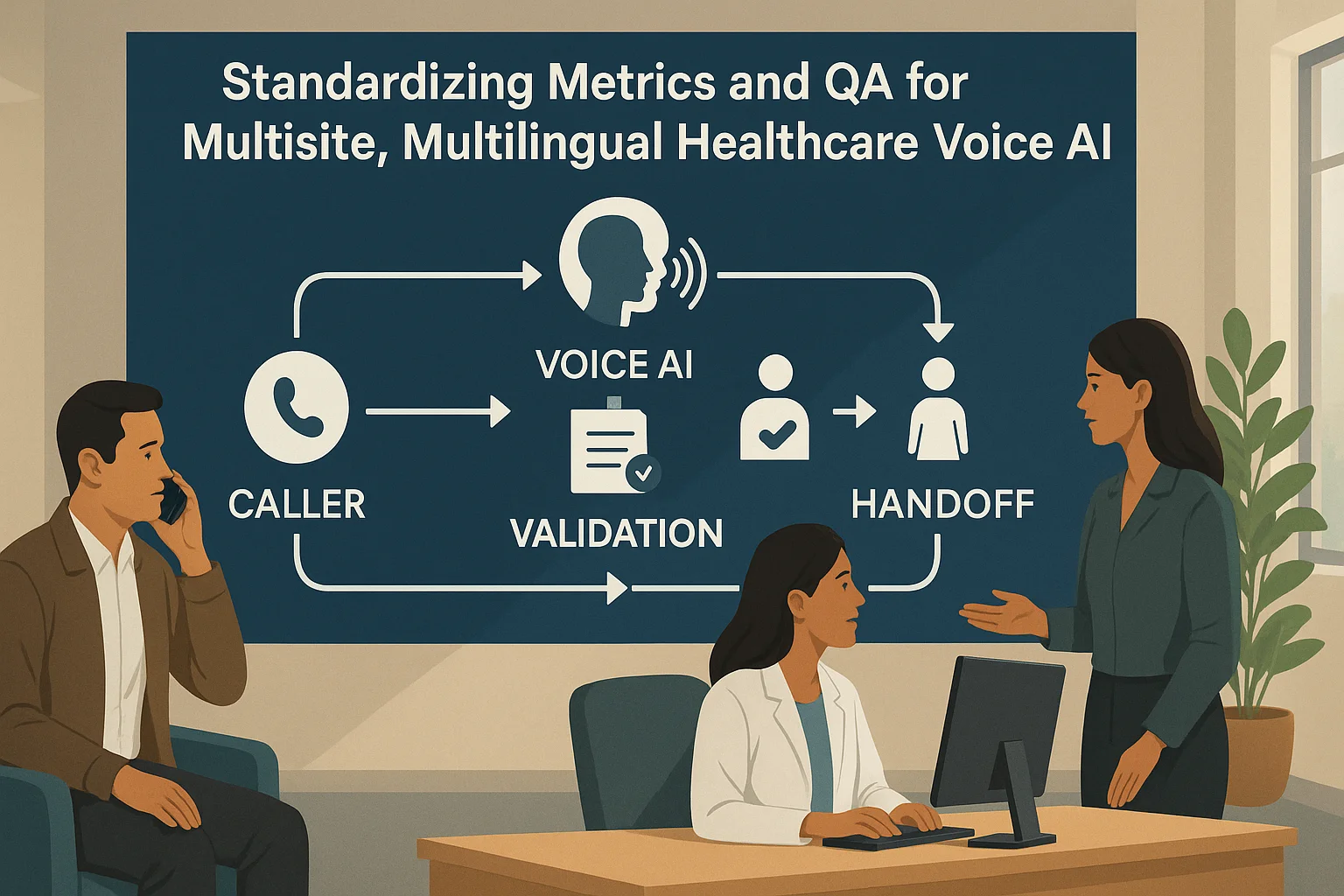 Workflow illustrating multisite multilingual healthcare voice AI