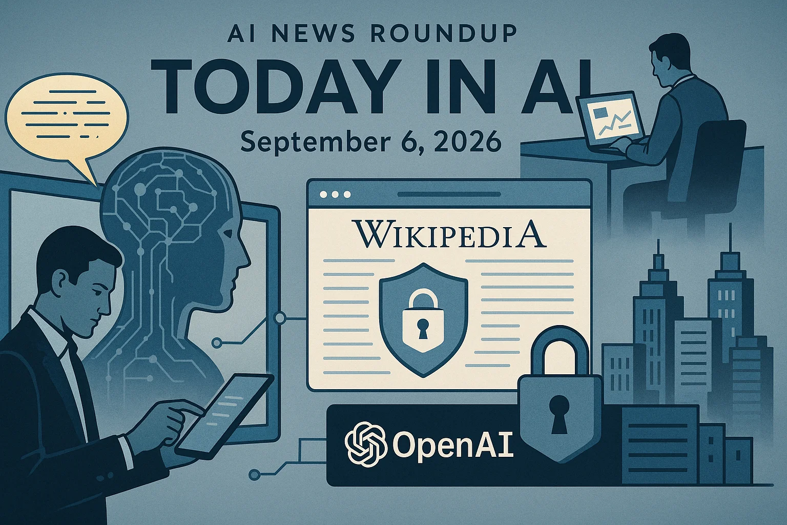 At-a-glance illustrated summary for AI News Roundup for September 6, 2026: Today’s Biggest AI, Policy and Market Updates dated September 6, 2026