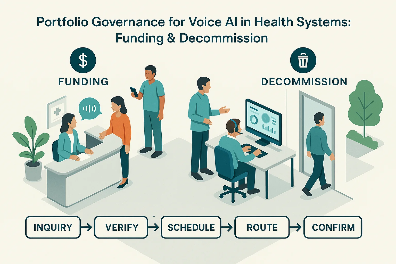 Patient service workflow illustrating voice AI governance healthcare