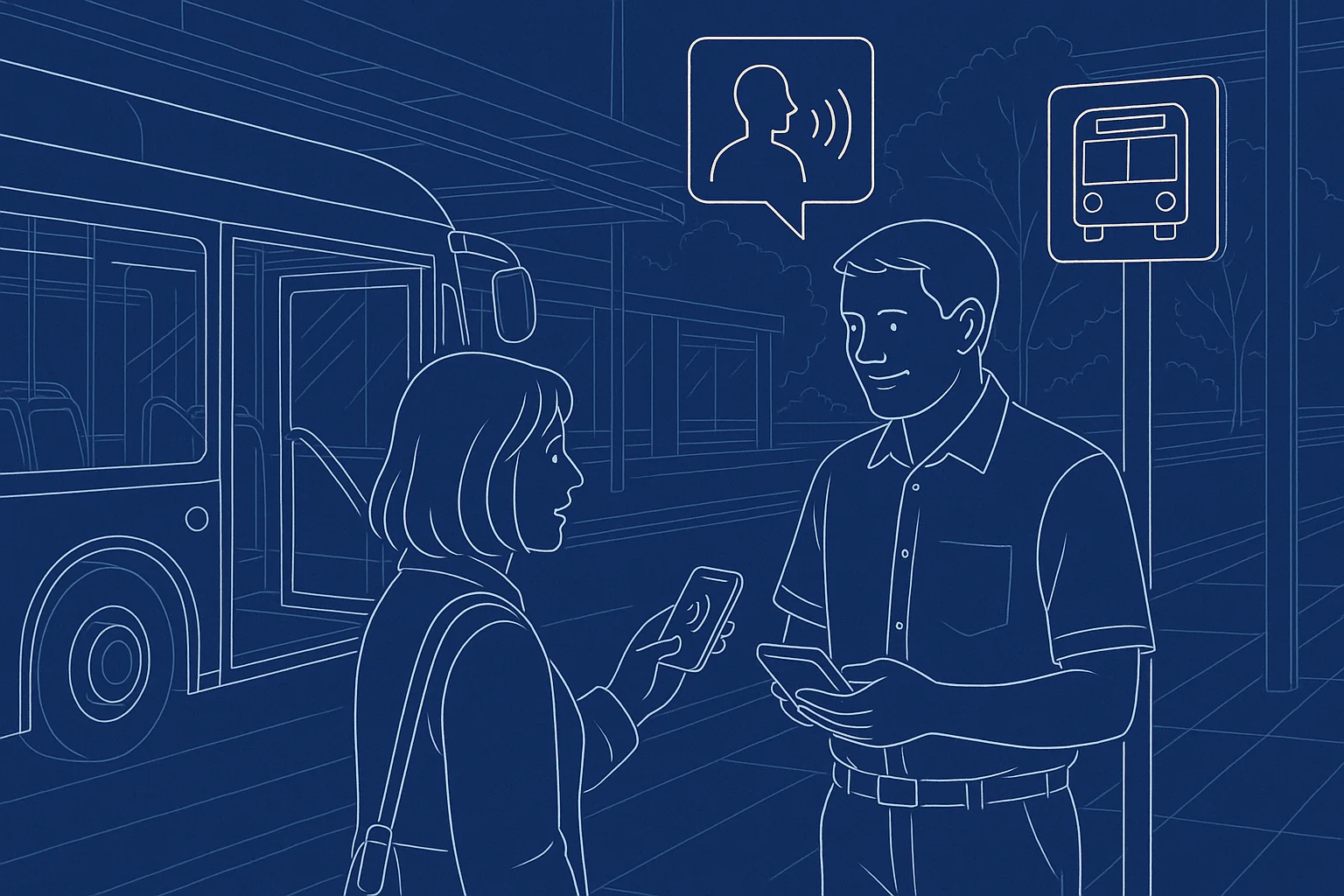 Rider resolution scene illustrating Transit Voice AI Services