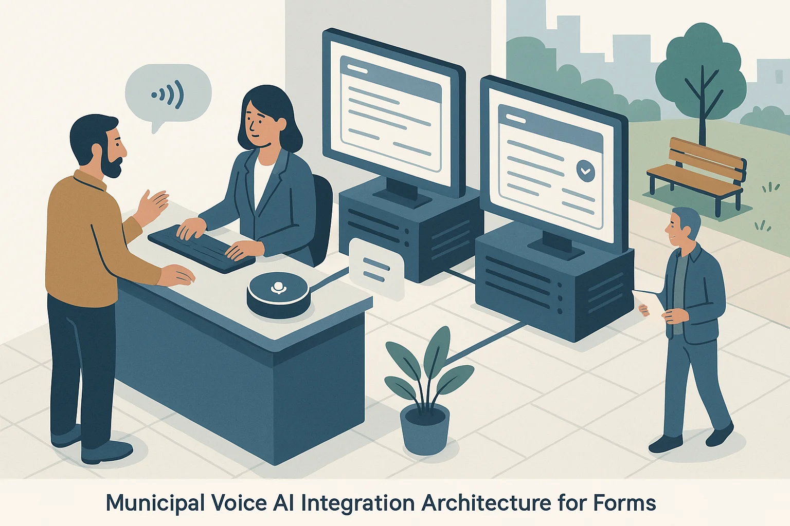 Public service resolution scene illustrating Municipal Voice AI Integration