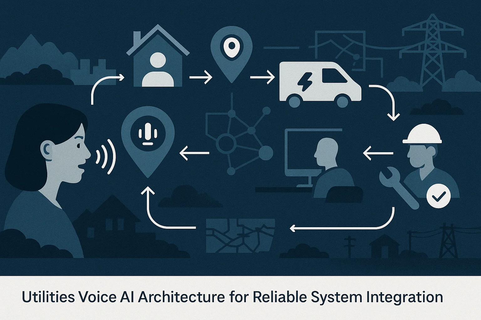 Utility request workflow illustrating Utilities Voice AI Architecture