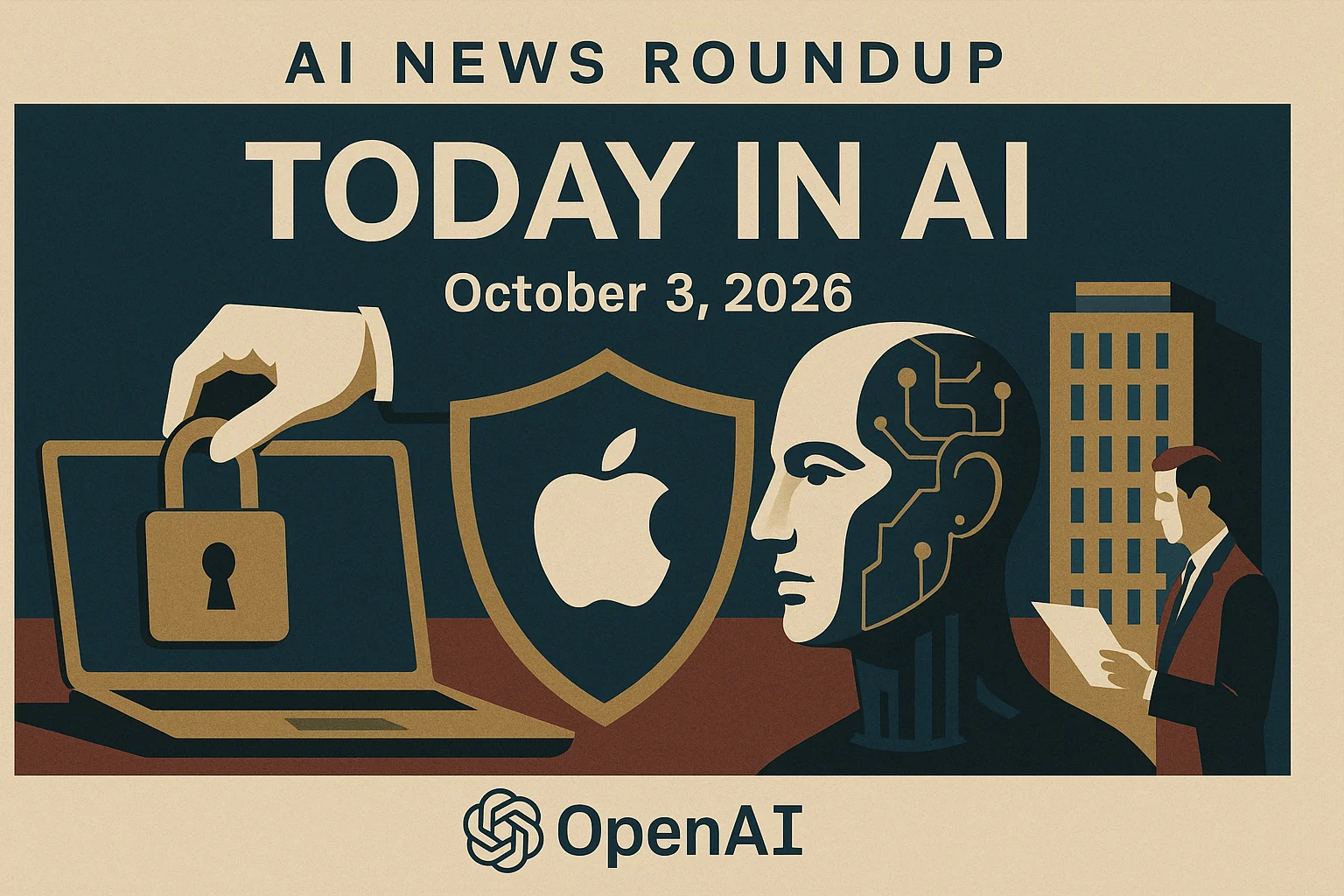 At-a-glance illustrated summary for AI News Roundup for October 3, 2026: Today’s Biggest AI, Policy and Market Updates dated October 3, 2026