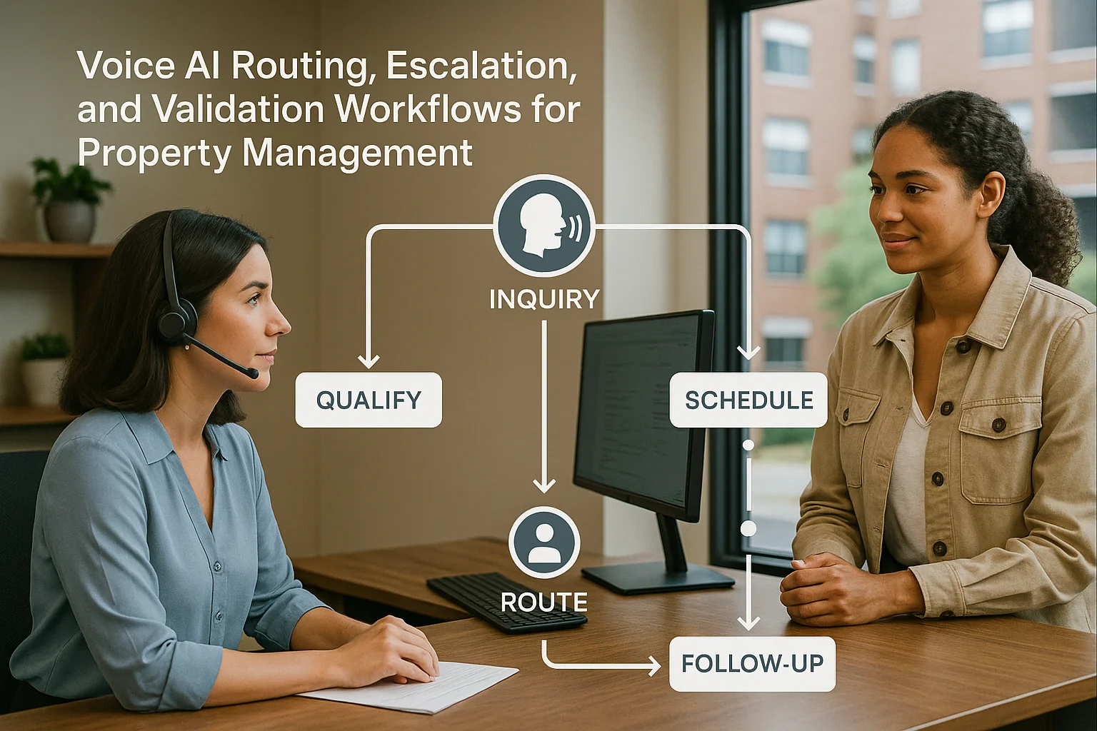 Property inquiry workflow illustrating Voice AI routing property management
