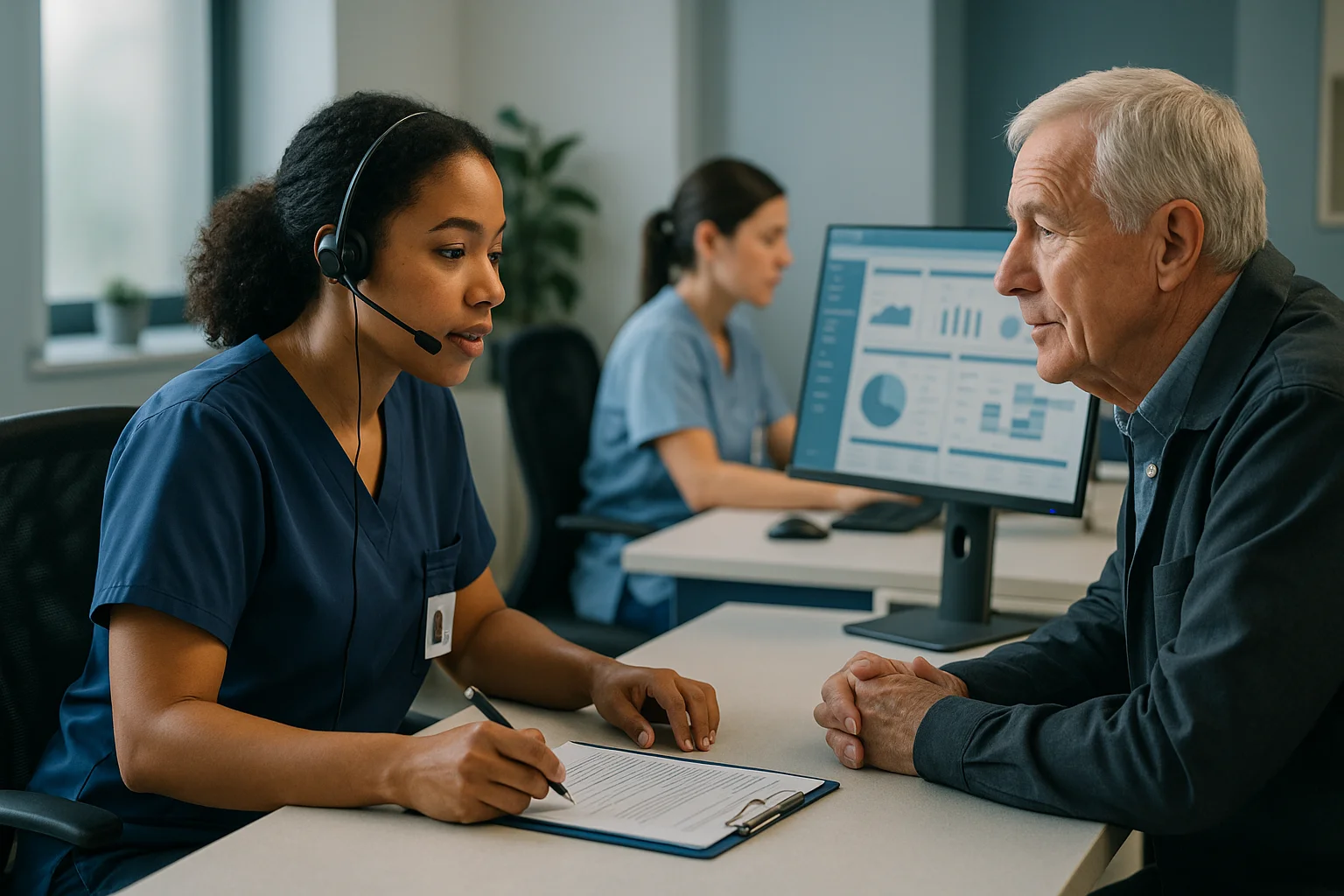 Clinic operations scene illustrating Healthcare Voice AI QA